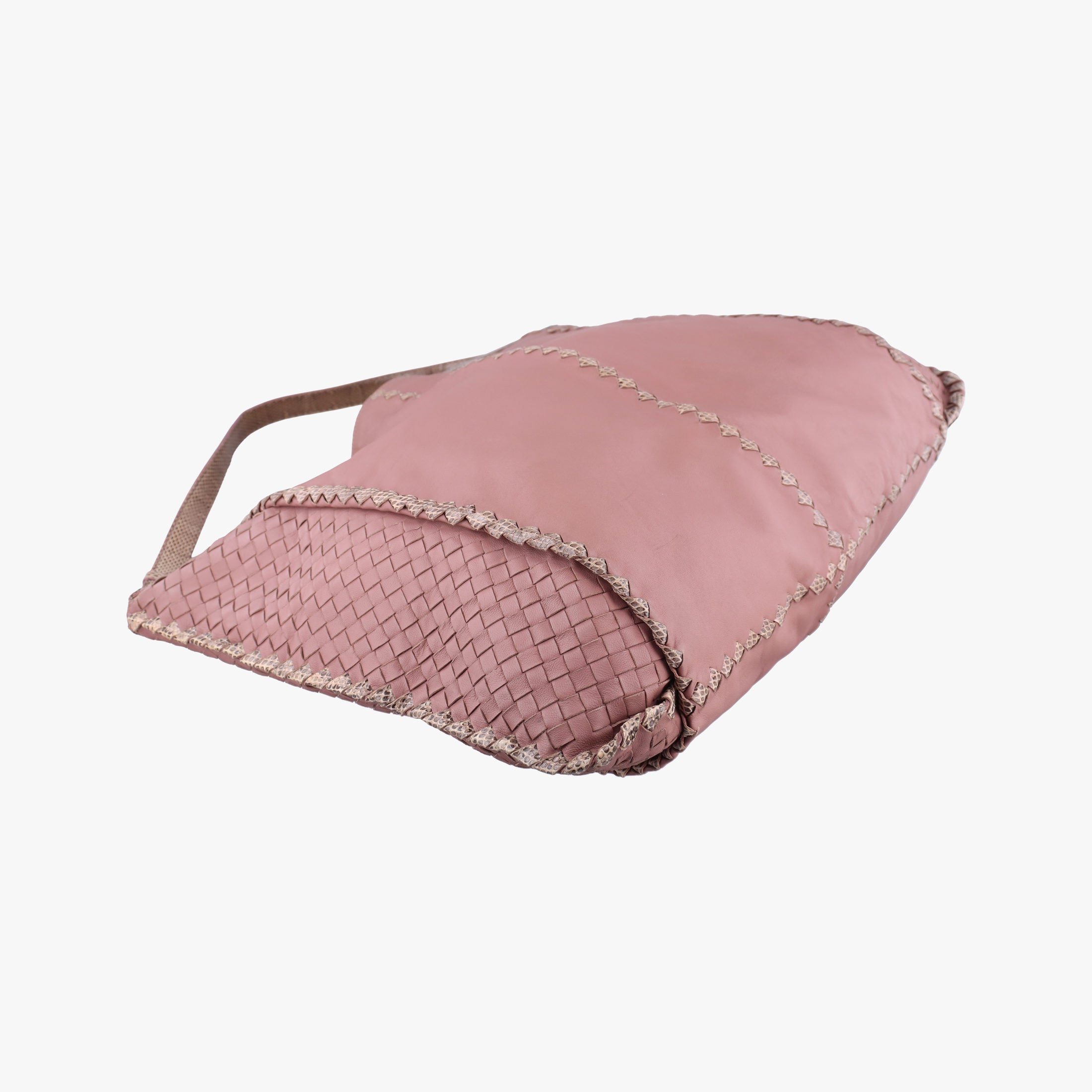 Pre-owned Bottega Veneta Intrecciato pink×Multicolour Lambskin x Snakeskin  shoulderbag | stylenewstar