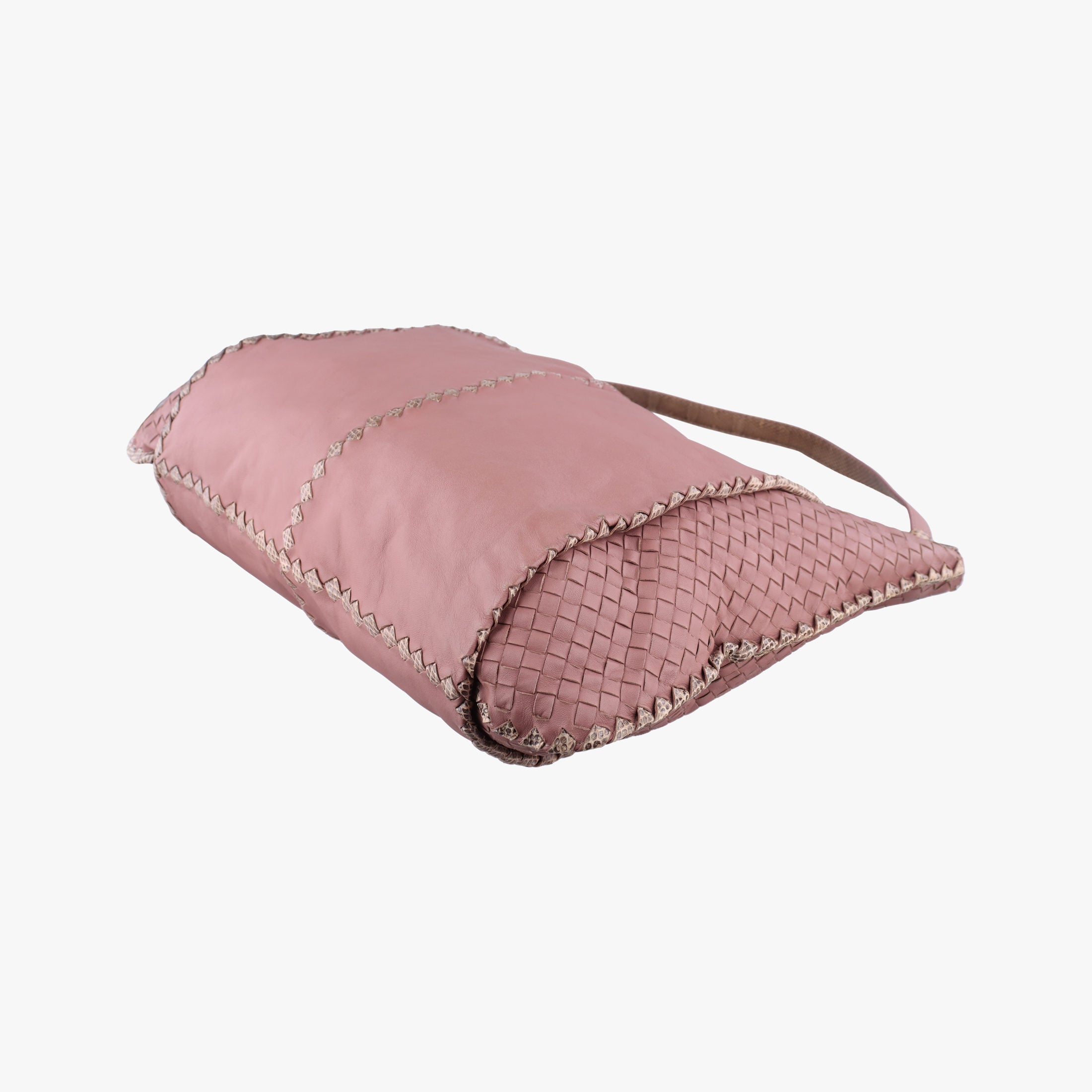 Pre-owned Bottega Veneta Intrecciato pink×Multicolour Lambskin x Snakeskin  shoulderbag | stylenewstar