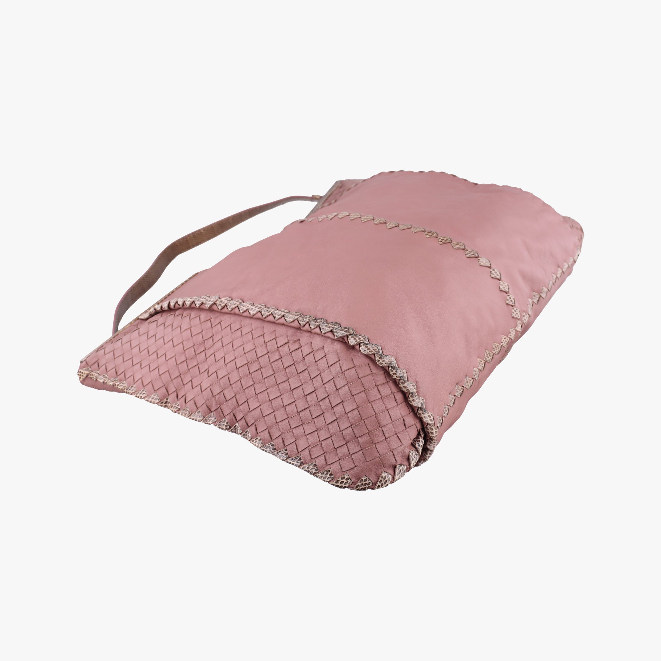 Pre-owned Bottega Veneta Intrecciato pink×Multicolour Lambskin x Snakeskin  shoulderbag | stylenewstar
