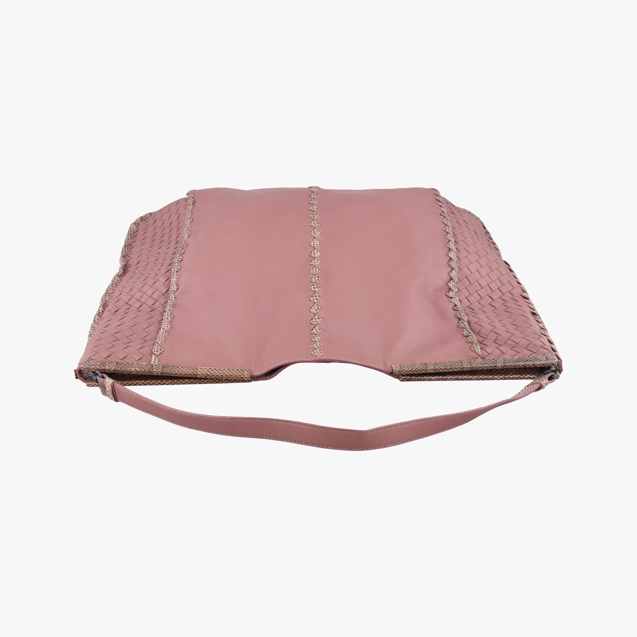 Pre-owned Bottega Veneta Intrecciato pink×Multicolour Lambskin x Snakeskin  shoulderbag | stylenewstar