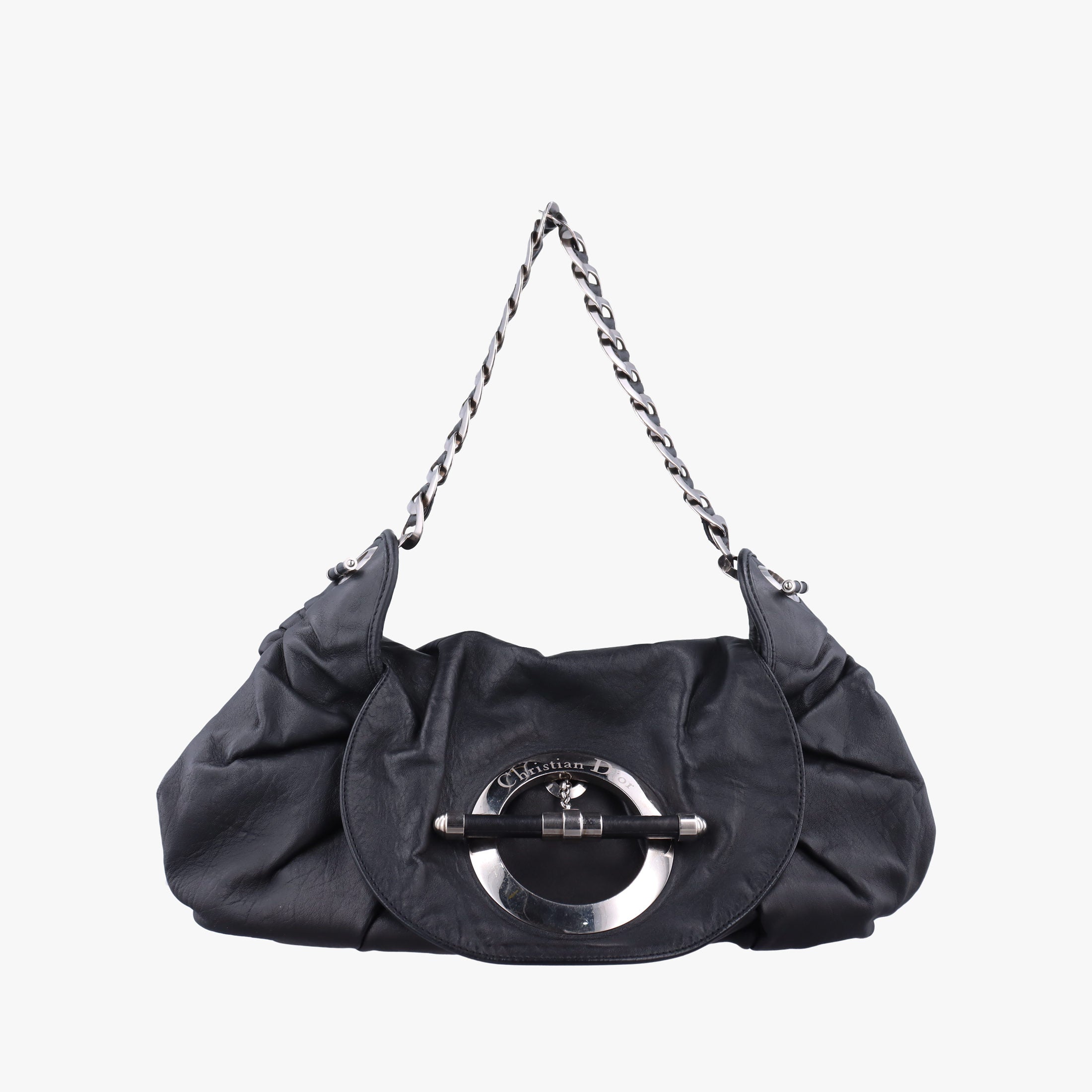 Pre-owned Christian Dior Jazz Club Black leather  shoulderbag | stylenewstar