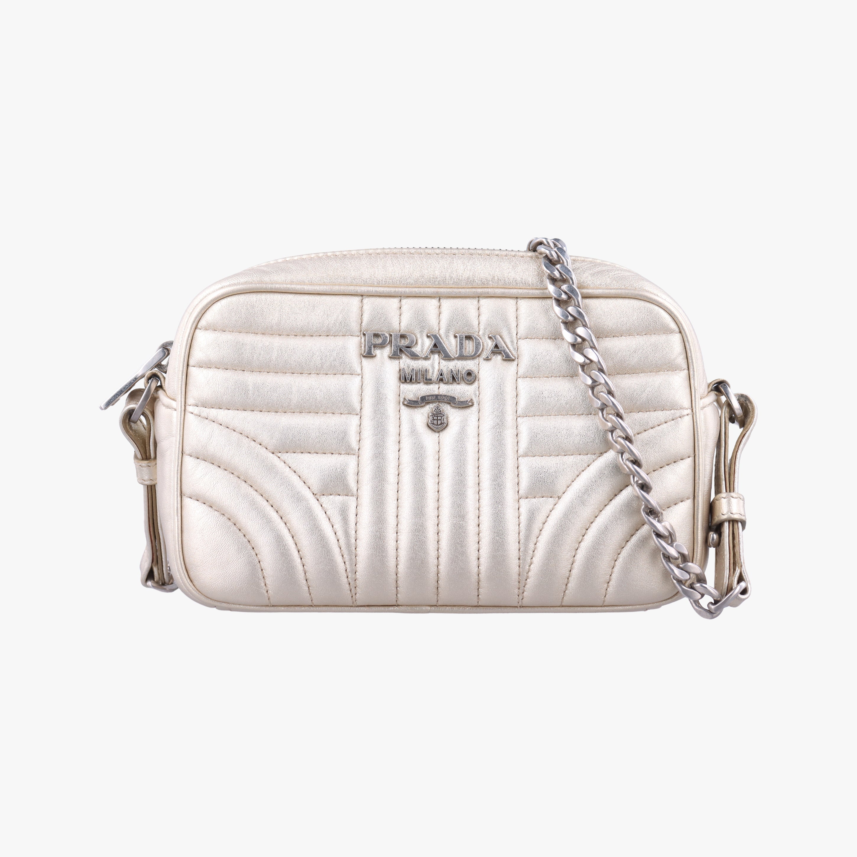 Pre-owned Prada Diagramme Golden Leather 1BH084 shoulderbag | stylenewstar