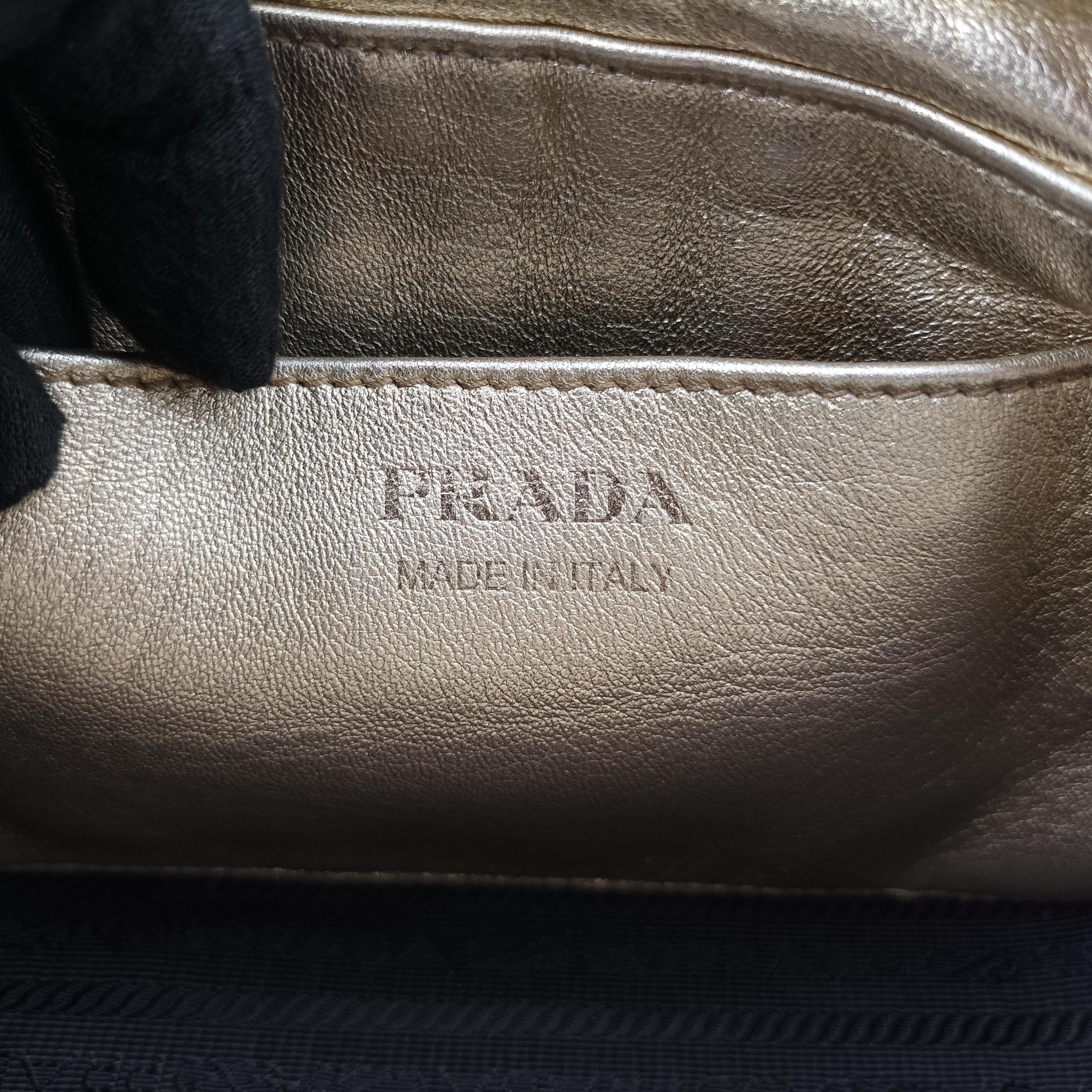 Pre-owned Prada Diagramme Golden Leather 1BH084 shoulderbag | stylenewstar