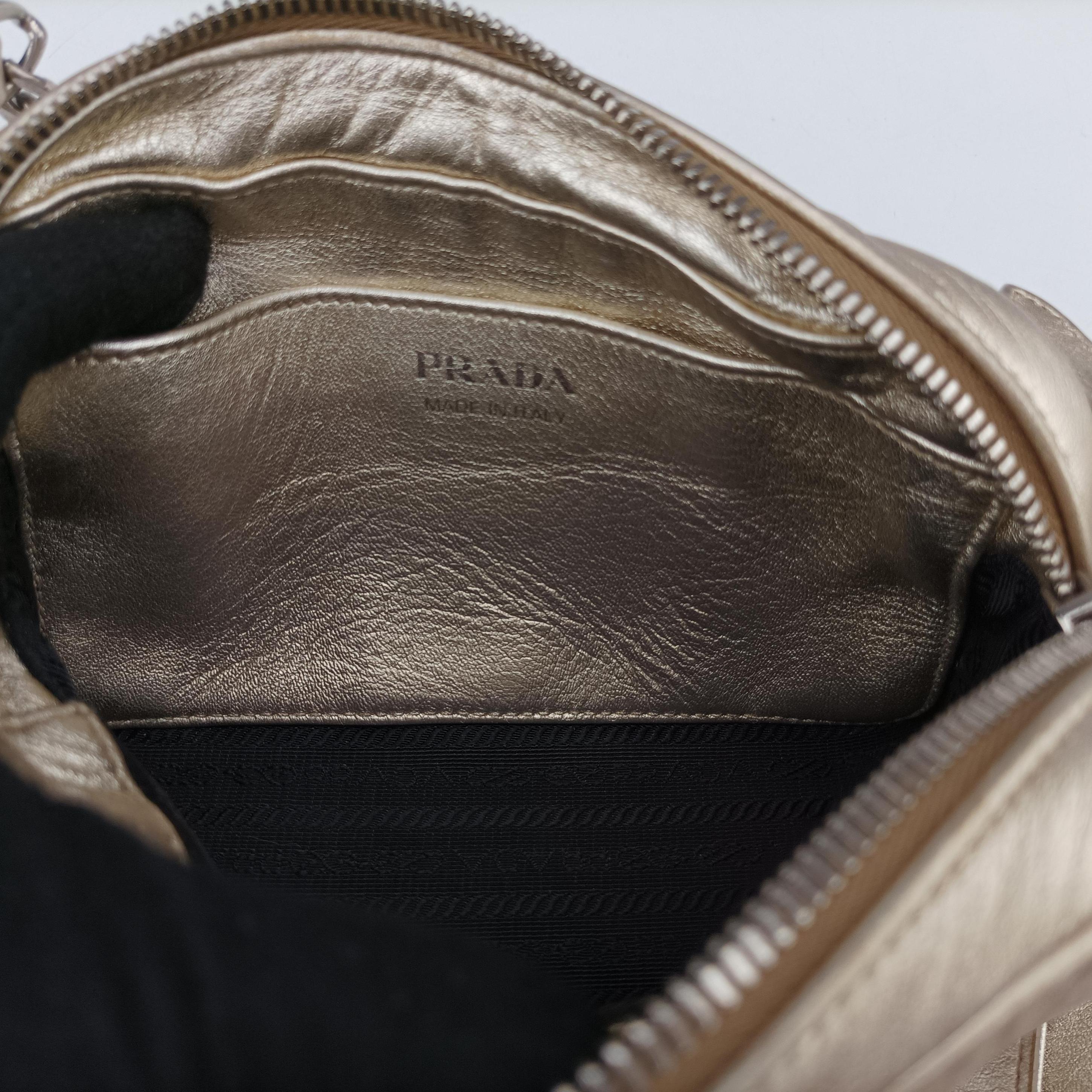Pre-owned Prada Diagramme Golden Leather 1BH084 shoulderbag | stylenewstar