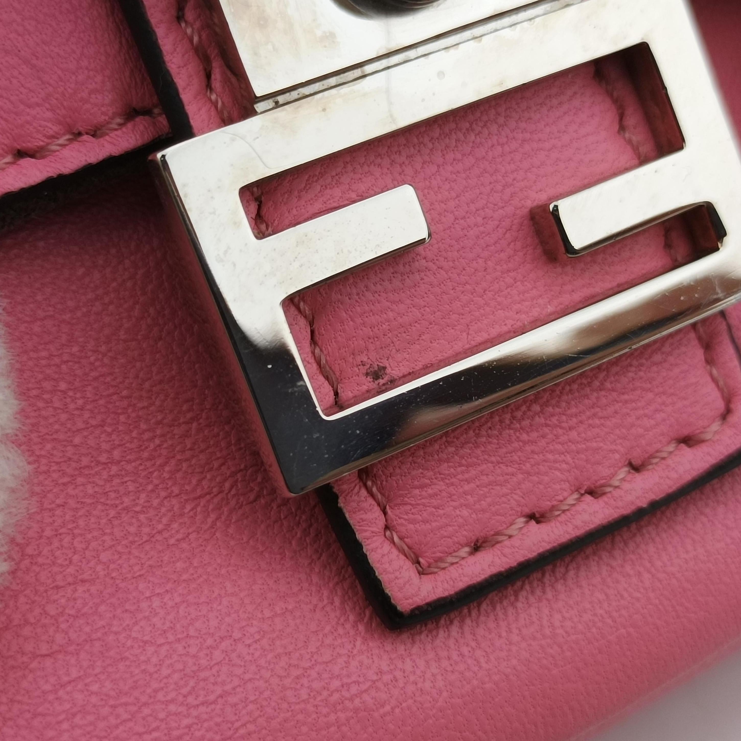 Pre-owned Fendi monster micro Baguette Pink Leather 8M0354 shoulderbag | stylenewstar