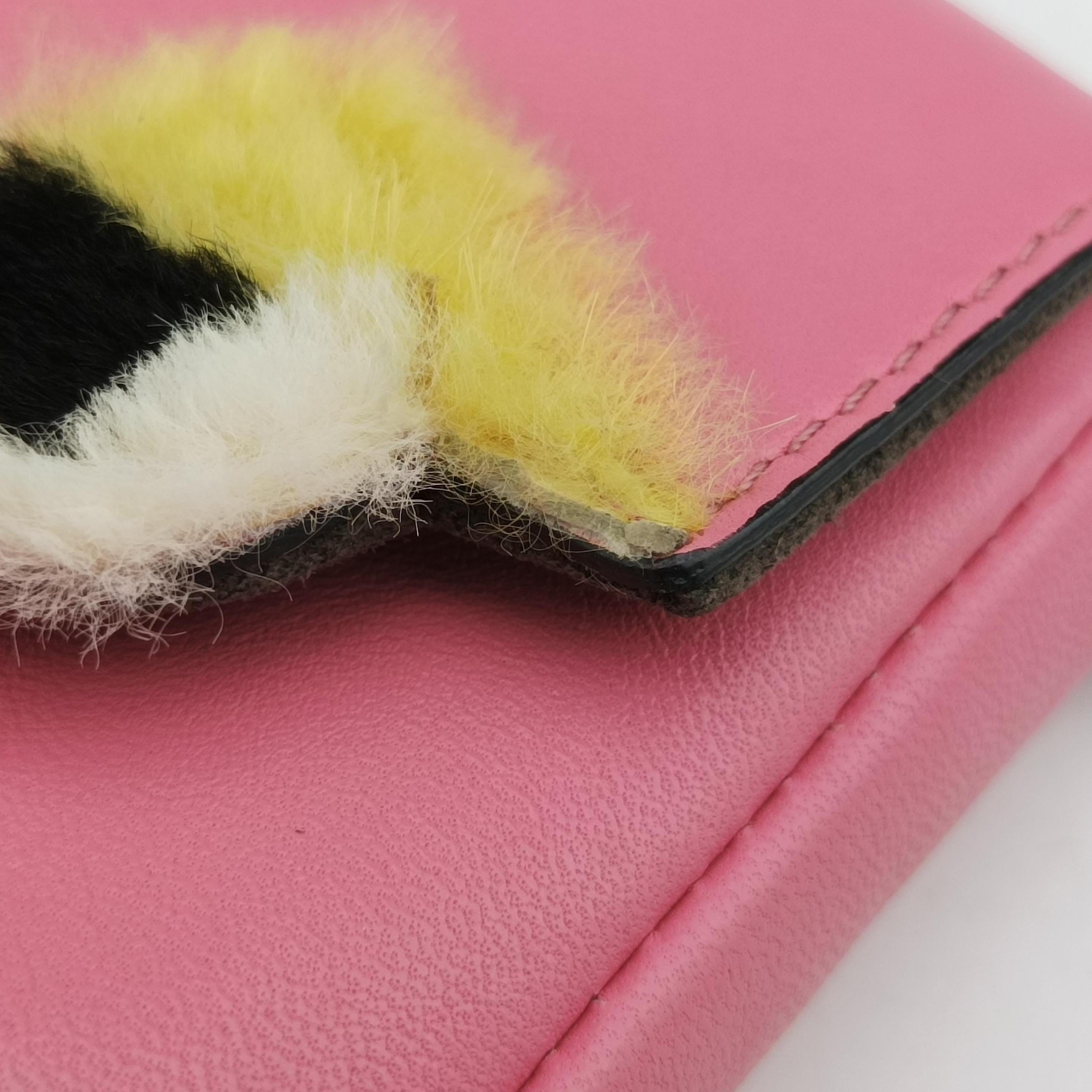 Pre-owned Fendi monster micro Baguette Pink Leather 8M0354 shoulderbag | stylenewstar