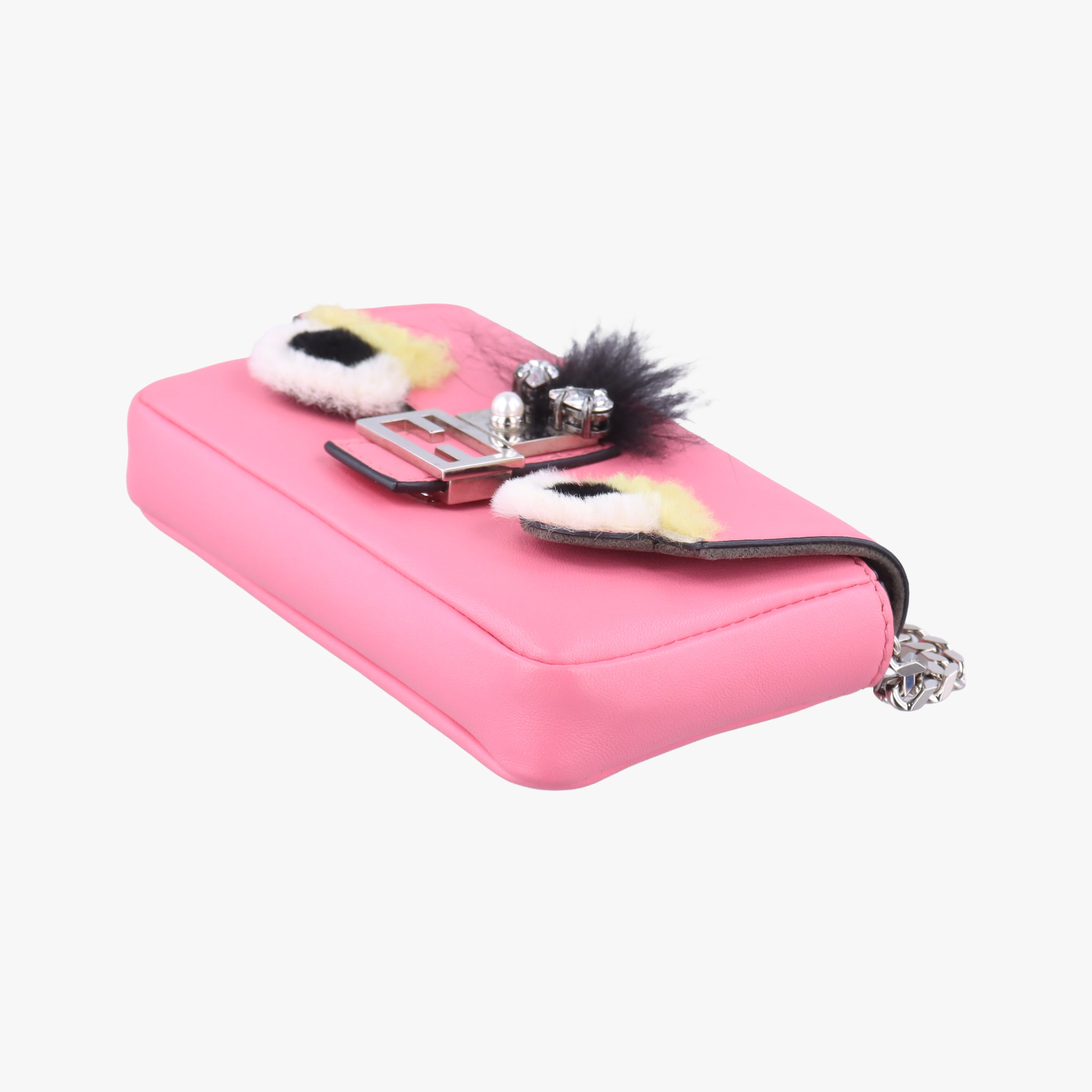 Pre-owned Fendi monster micro Baguette Pink Leather 8M0354 shoulderbag | stylenewstar