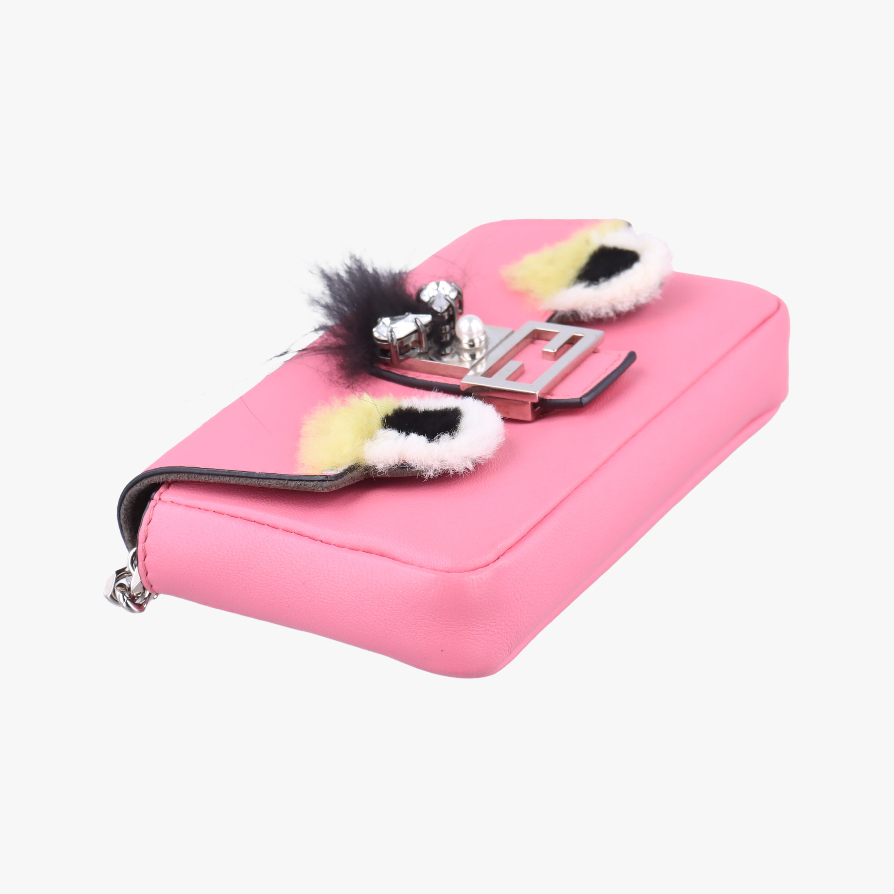 Pre-owned Fendi monster micro Baguette Pink Leather 8M0354 shoulderbag | stylenewstar