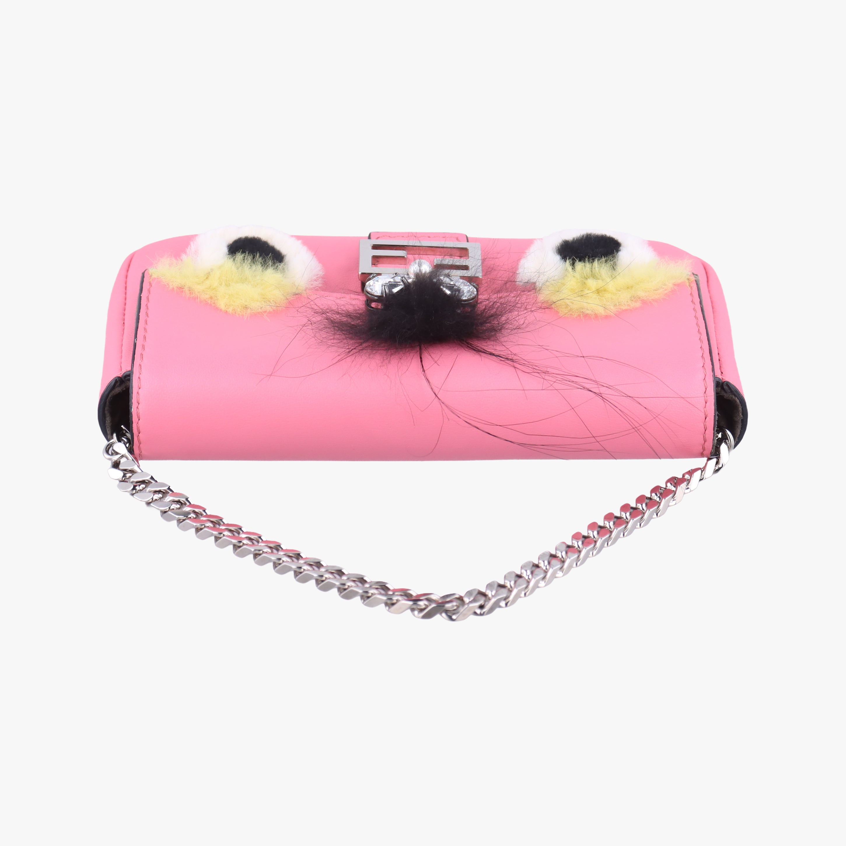 Pre-owned Fendi monster micro Baguette Pink Leather 8M0354 shoulderbag | stylenewstar