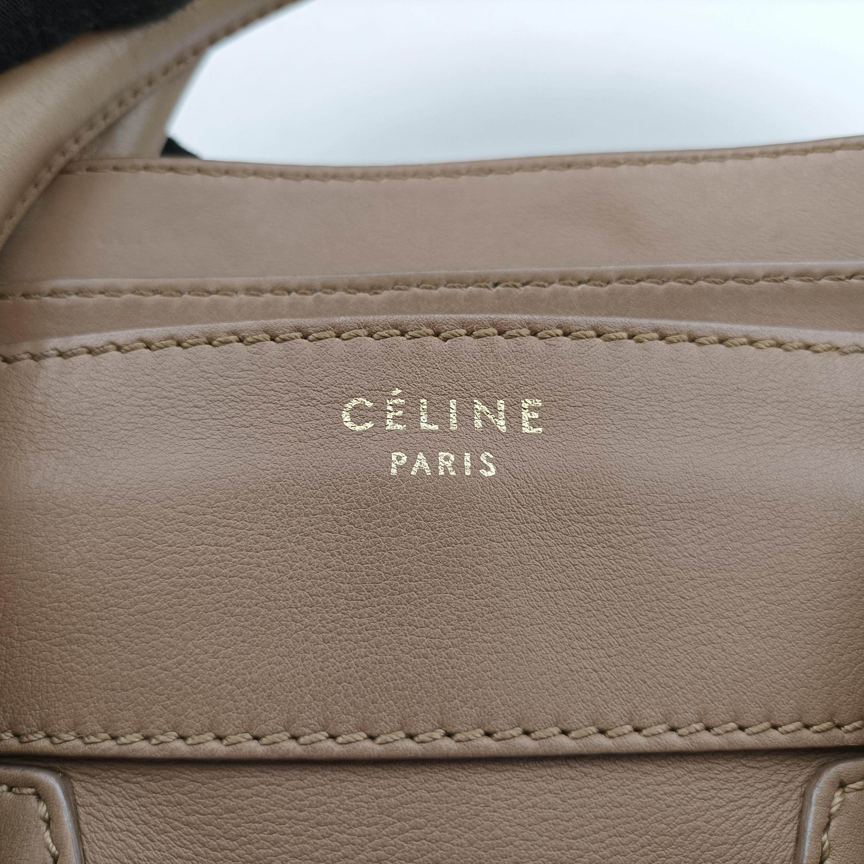 Secondhand Celine luggage mini shopper Beige Leather  handbag | stylenewstar
