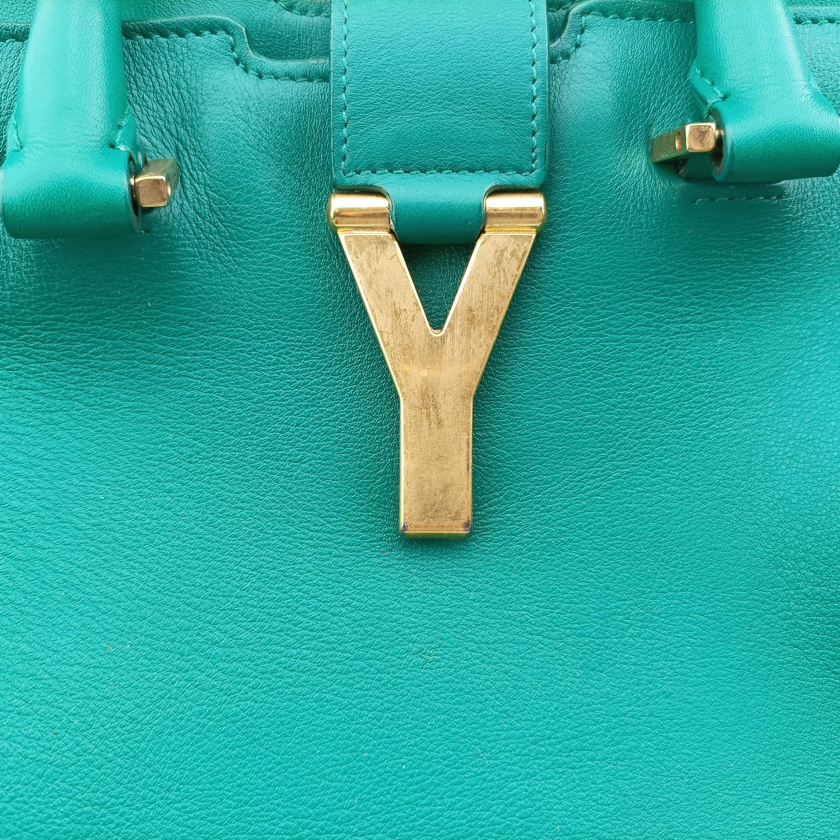 Secondhand Yves Saint Laurent Y Ligne Petit Cabas Green Leather 311210 shoulderbag | stylenewstar