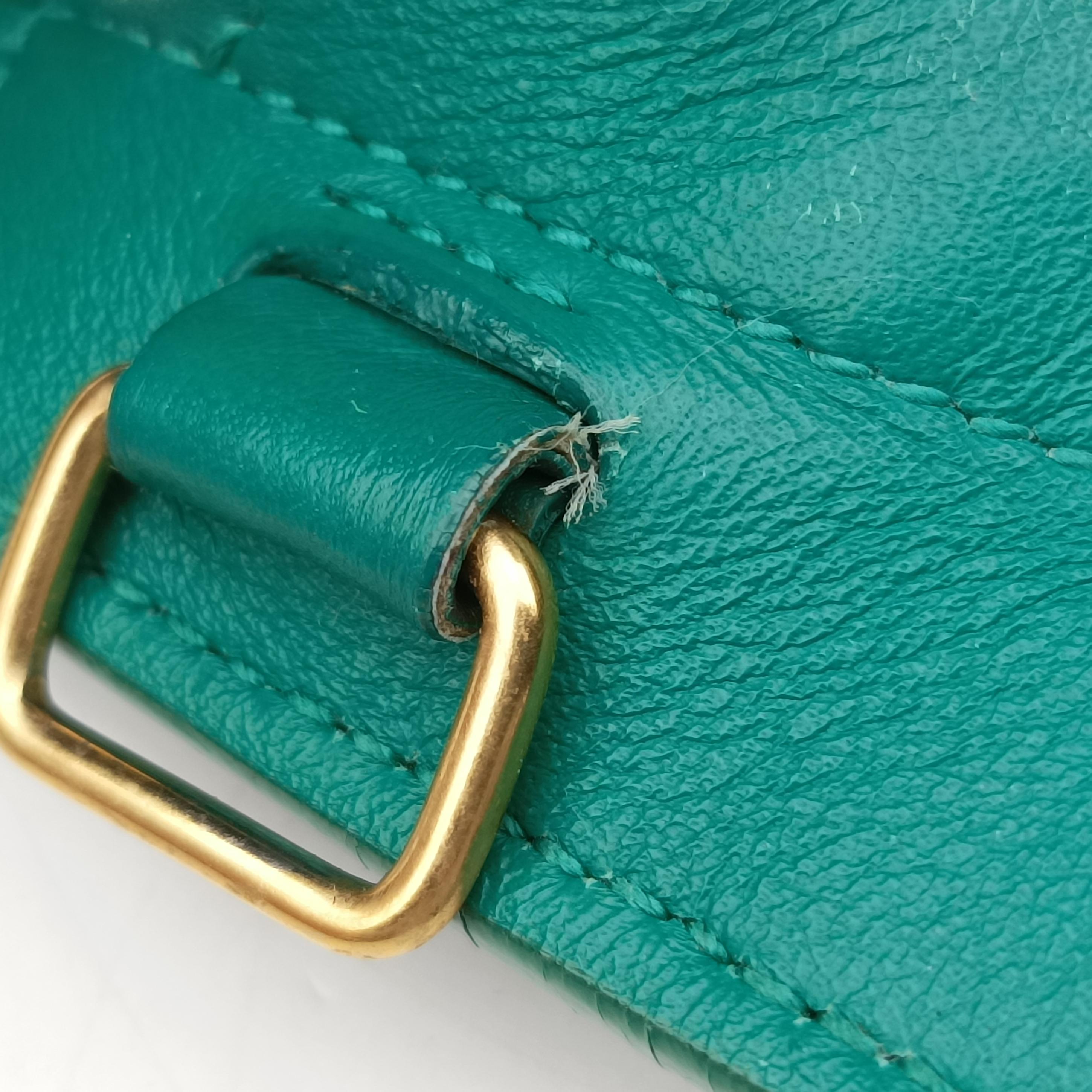 Secondhand Yves Saint Laurent Y Ligne Petit Cabas Green Leather 311210 shoulderbag | stylenewstar