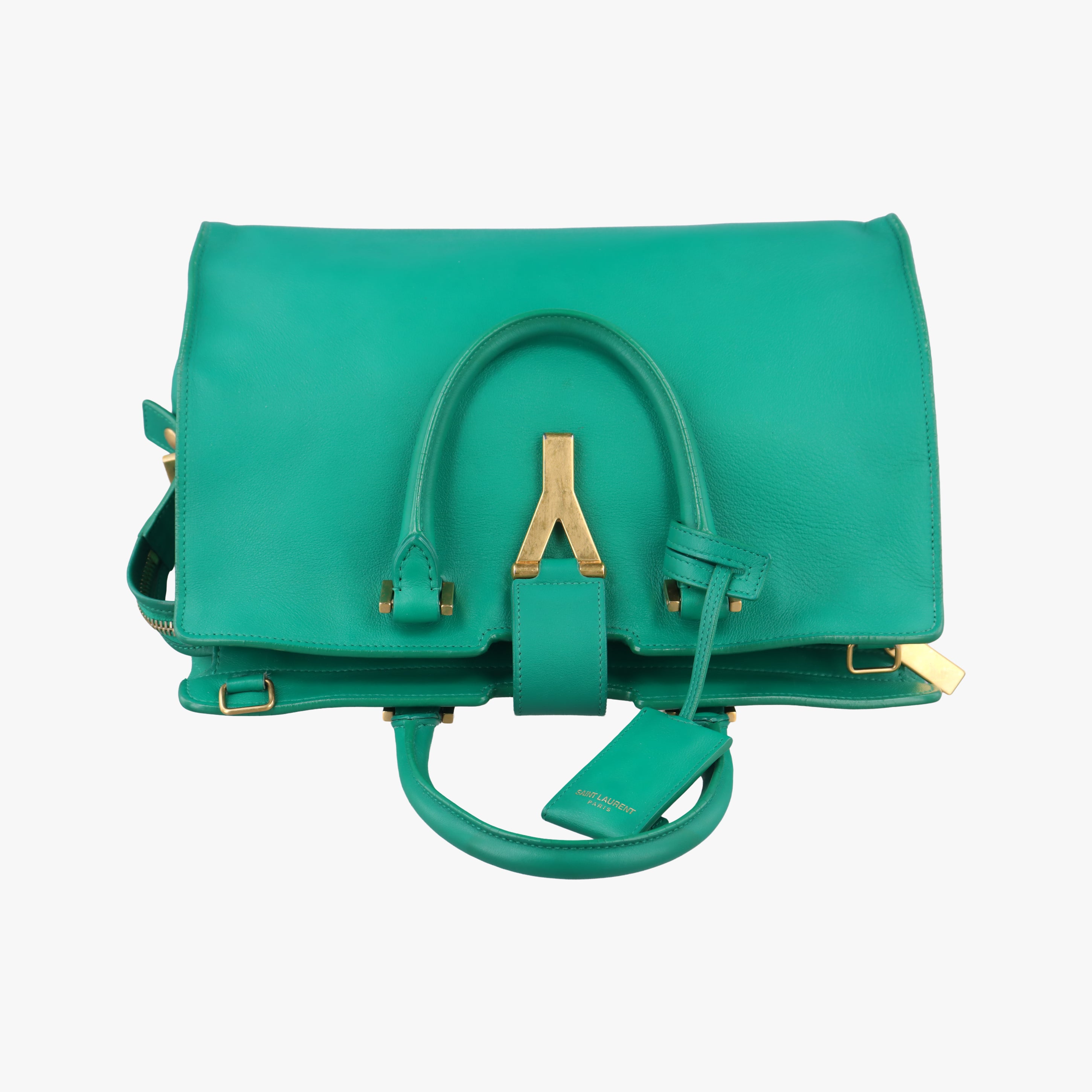 Secondhand Yves Saint Laurent Y Ligne Petit Cabas Green Leather 311210 shoulderbag | stylenewstar