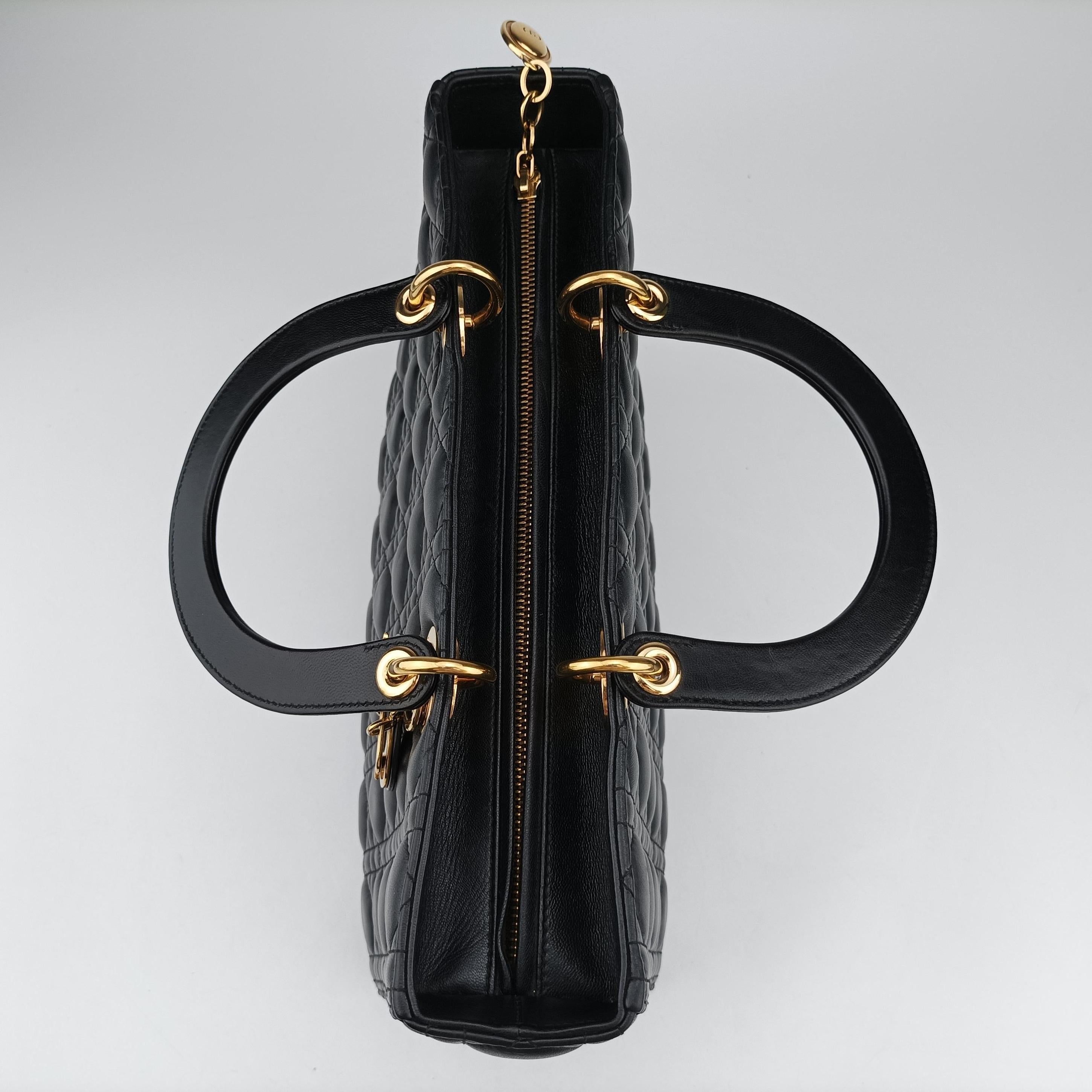 Pre-owned Christian Dior Lady Dior Black lambskin  shoulderbag | stylenewstar