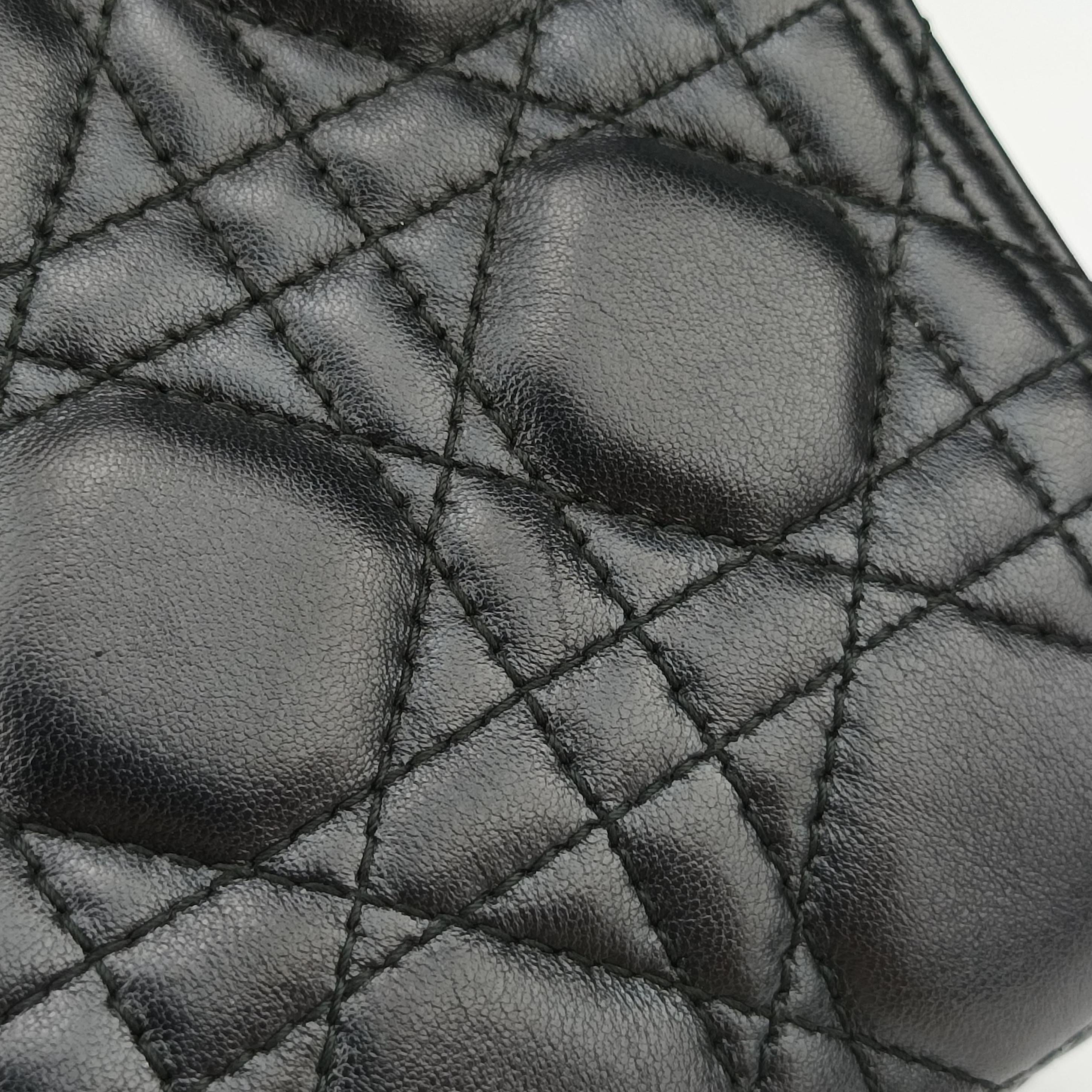 Pre-owned Christian Dior Lady Dior Black lambskin  shoulderbag | stylenewstar