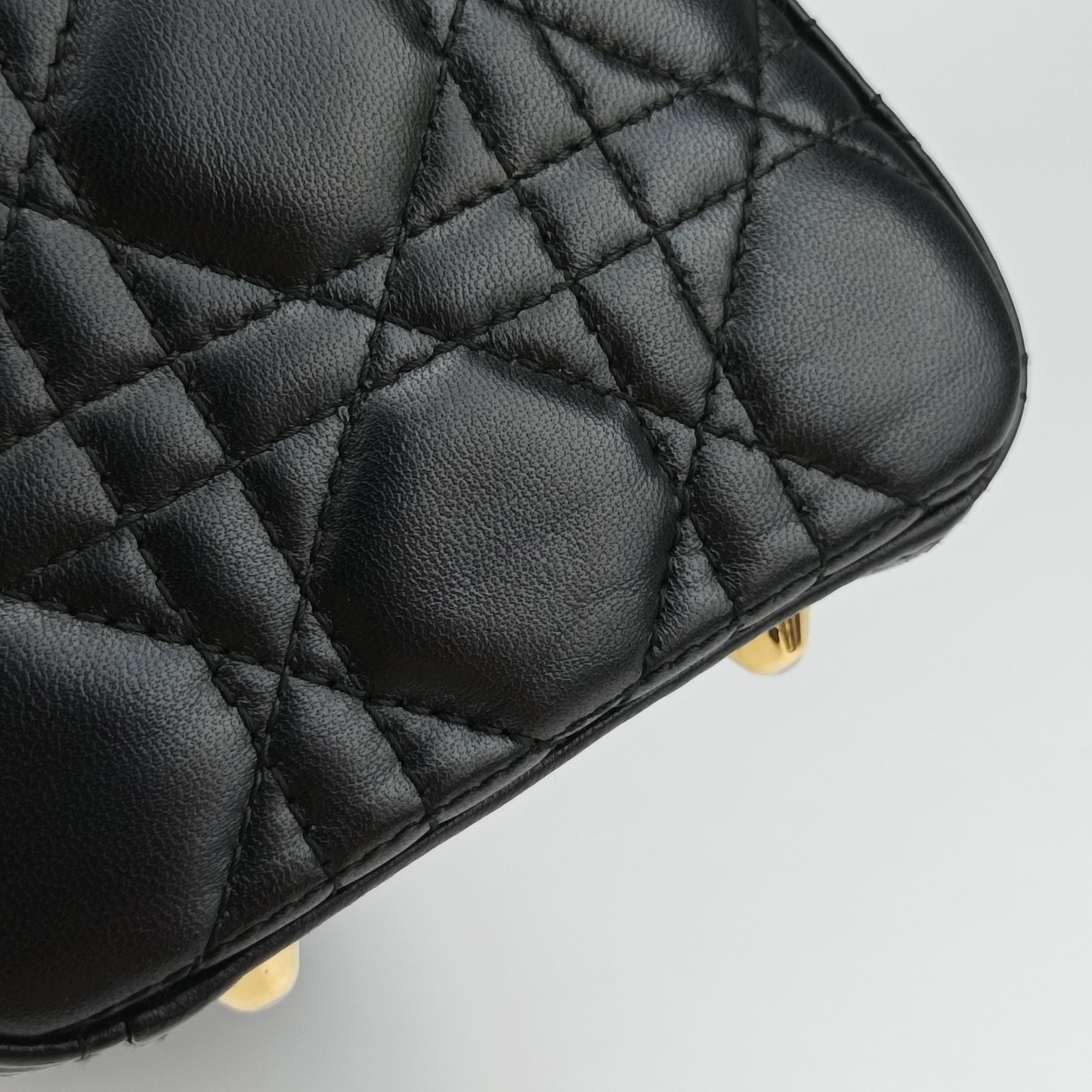 Pre-owned Christian Dior Lady Dior Black lambskin  shoulderbag | stylenewstar