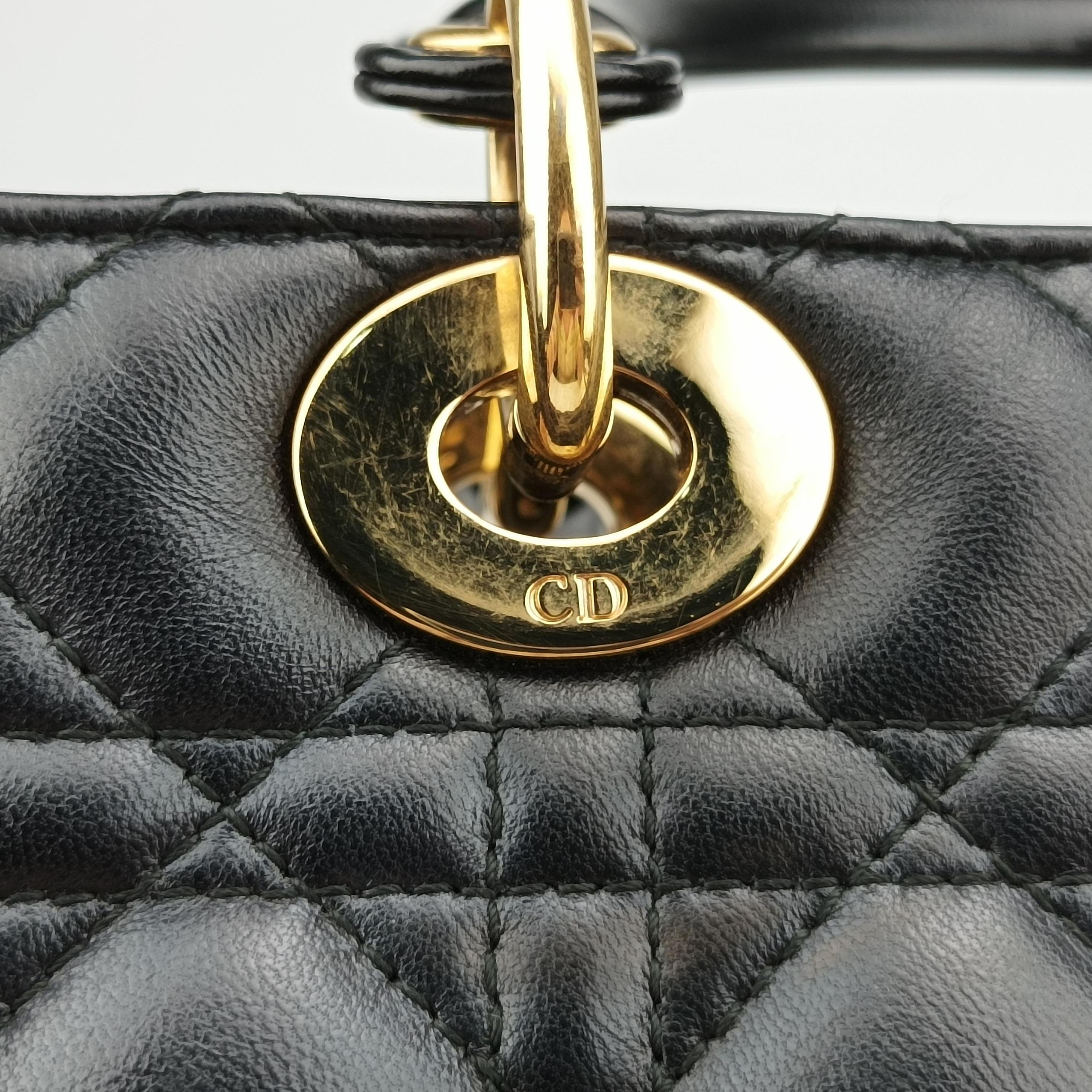Pre-owned Christian Dior Lady Dior Black lambskin  shoulderbag | stylenewstar