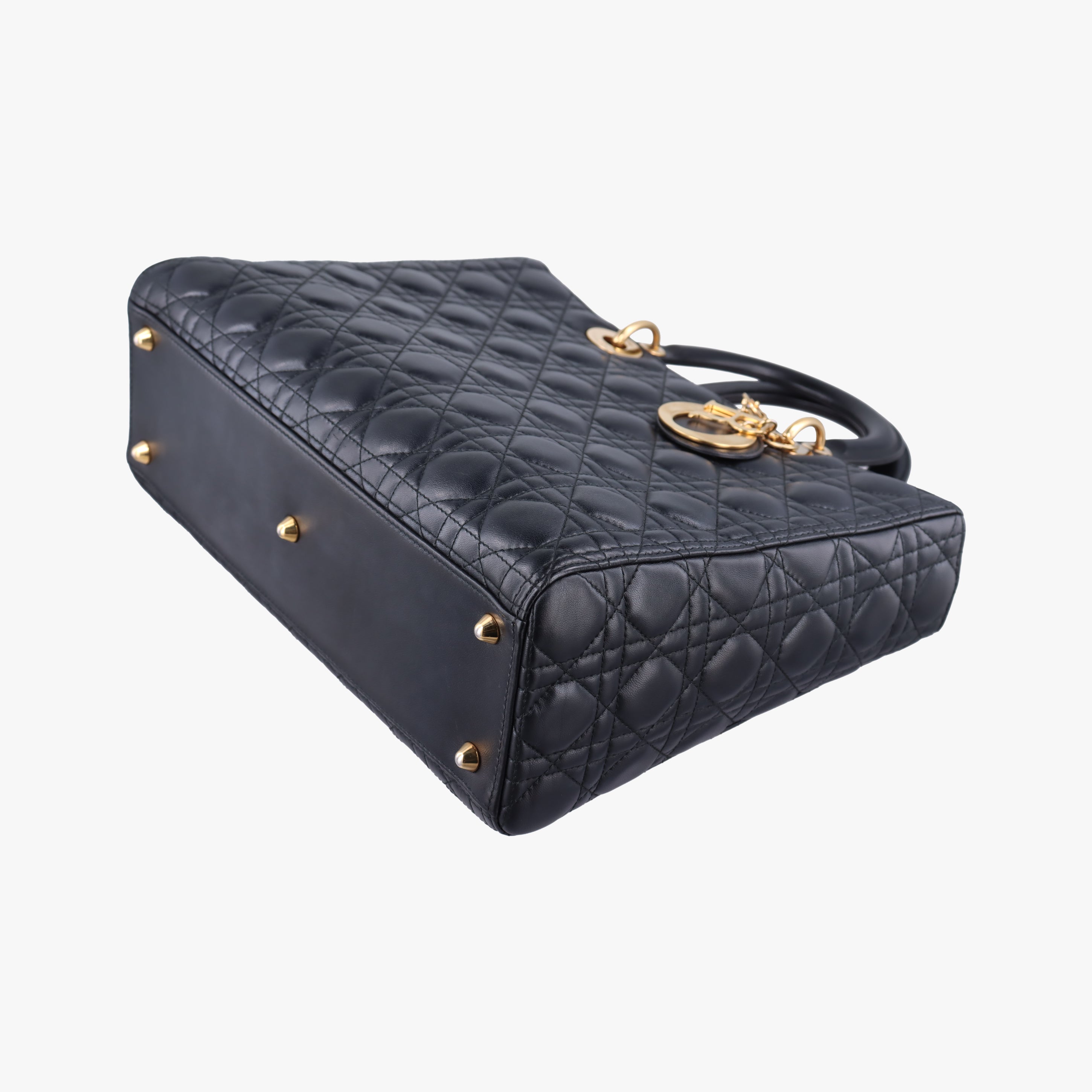 Pre-owned Christian Dior Lady Dior Black lambskin  shoulderbag | stylenewstar