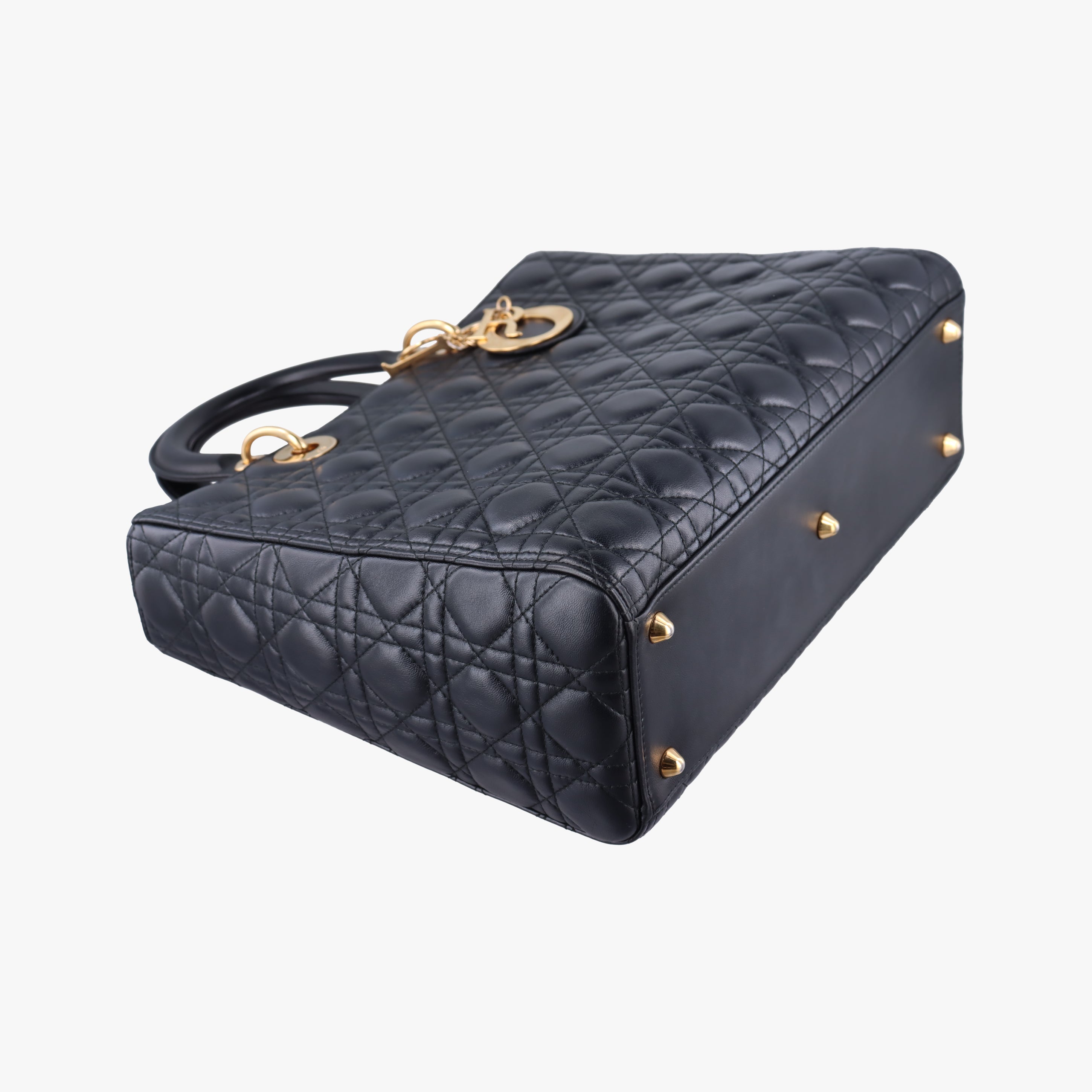 Pre-owned Christian Dior Lady Dior Black lambskin  shoulderbag | stylenewstar
