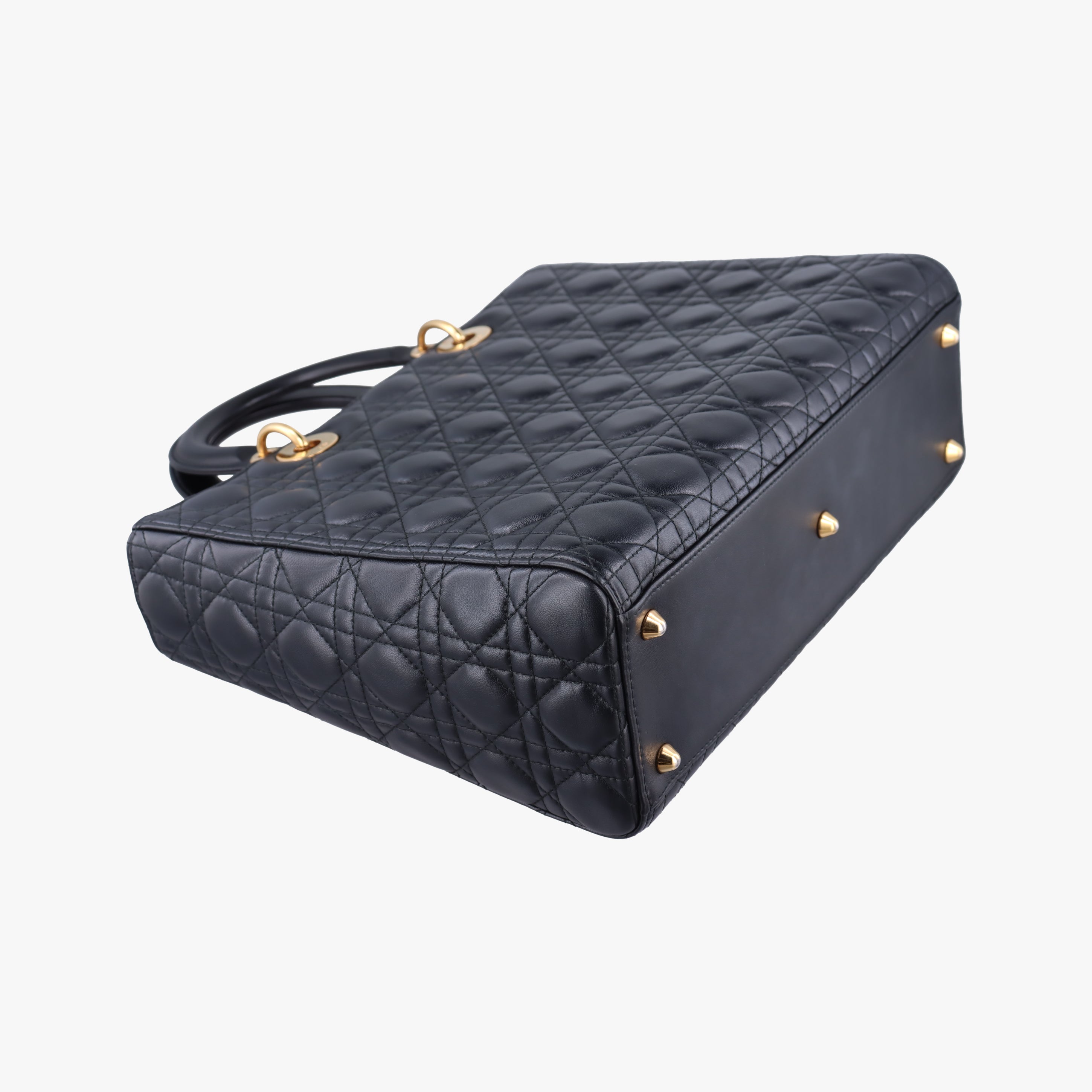 Pre-owned Christian Dior Lady Dior Black lambskin  shoulderbag | stylenewstar