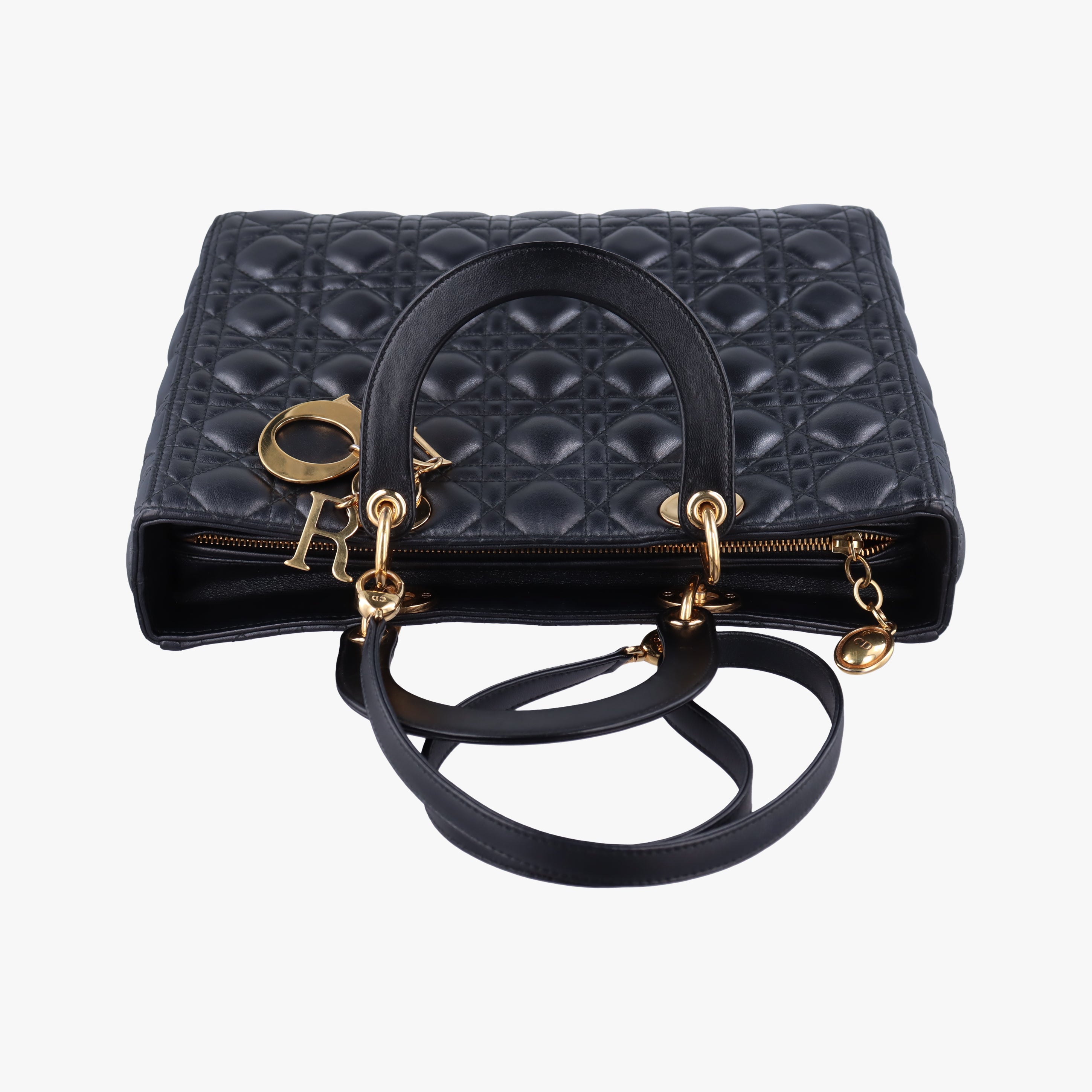 Pre-owned Christian Dior Lady Dior Black lambskin  shoulderbag | stylenewstar