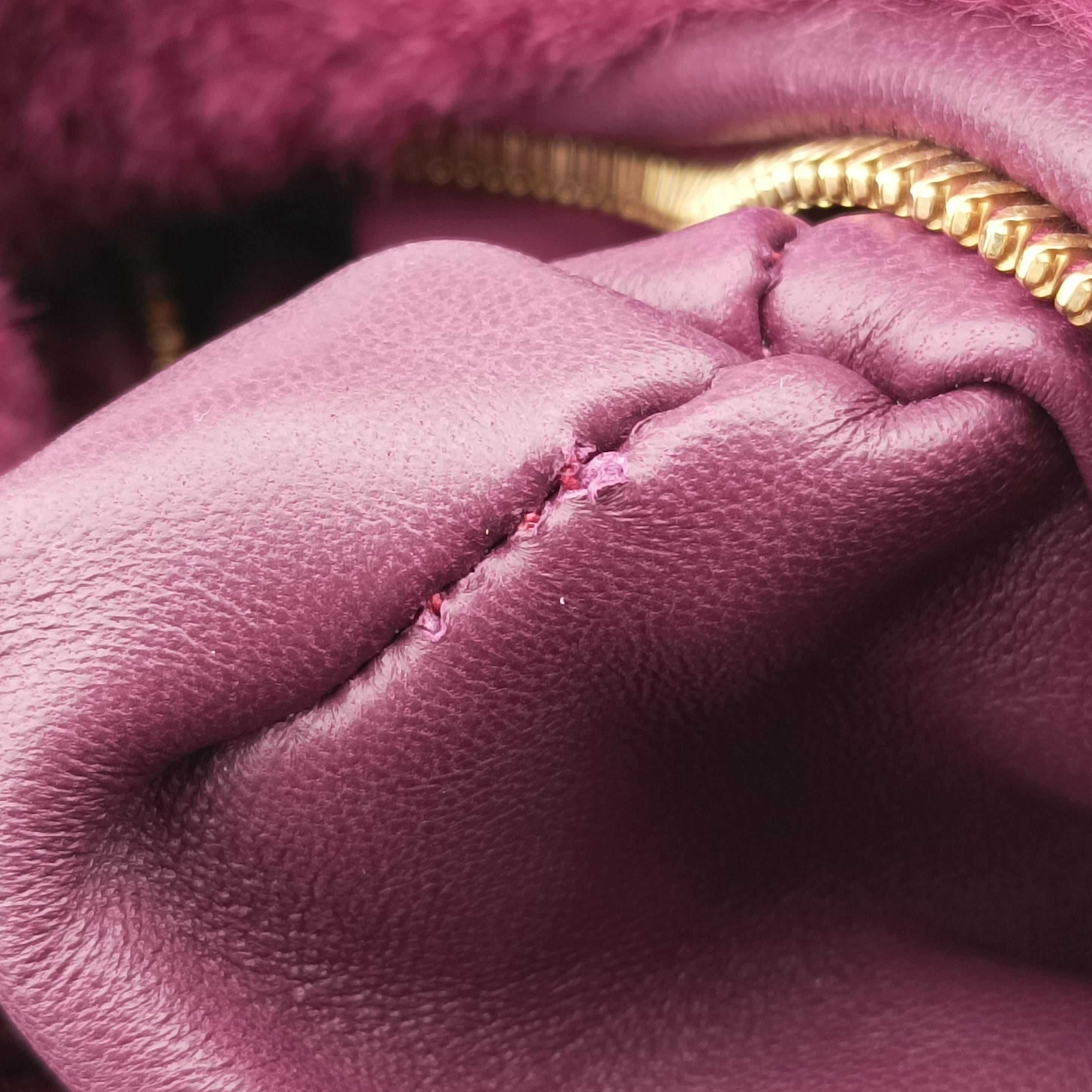 Pre-owned Bottega Veneta The Jodie Purple velvet shearling  handbag | stylenewstar