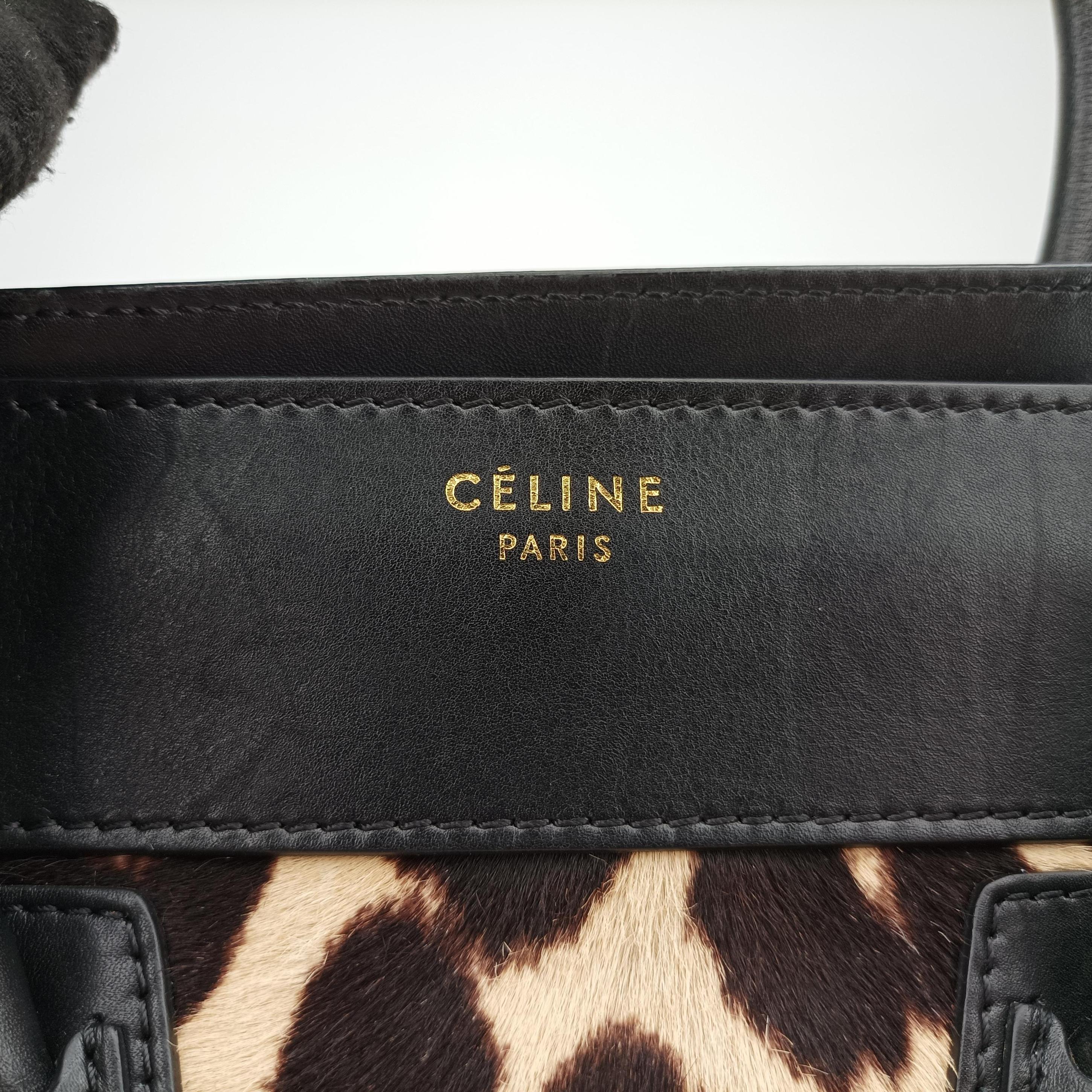 Secondhand Celine Luggage Mini Shopper Black×Beige×multicolor ponyhair×Leather  handbag | stylenewstar