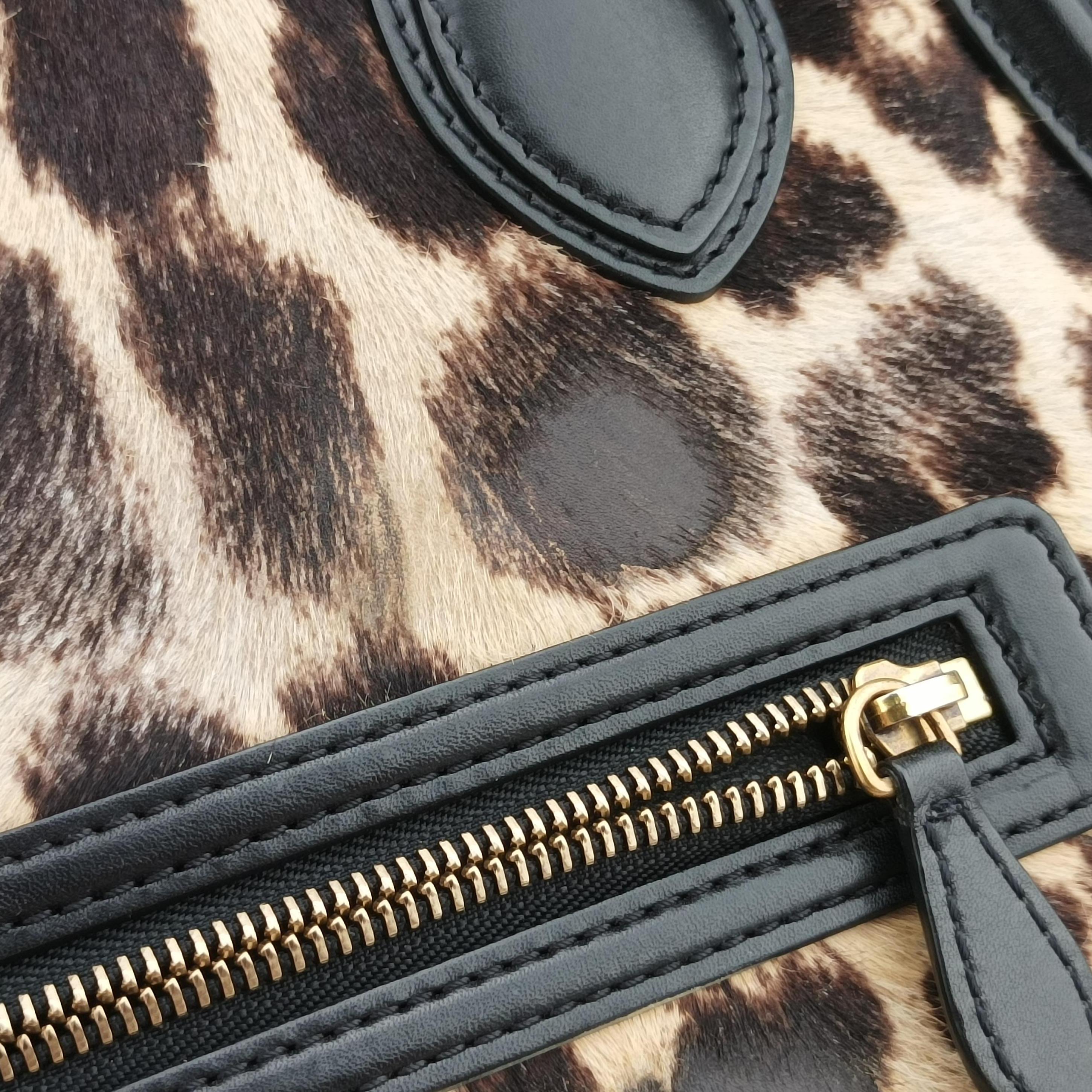 Secondhand Celine Luggage Mini Shopper Black×Beige×multicolor ponyhair×Leather  handbag | stylenewstar