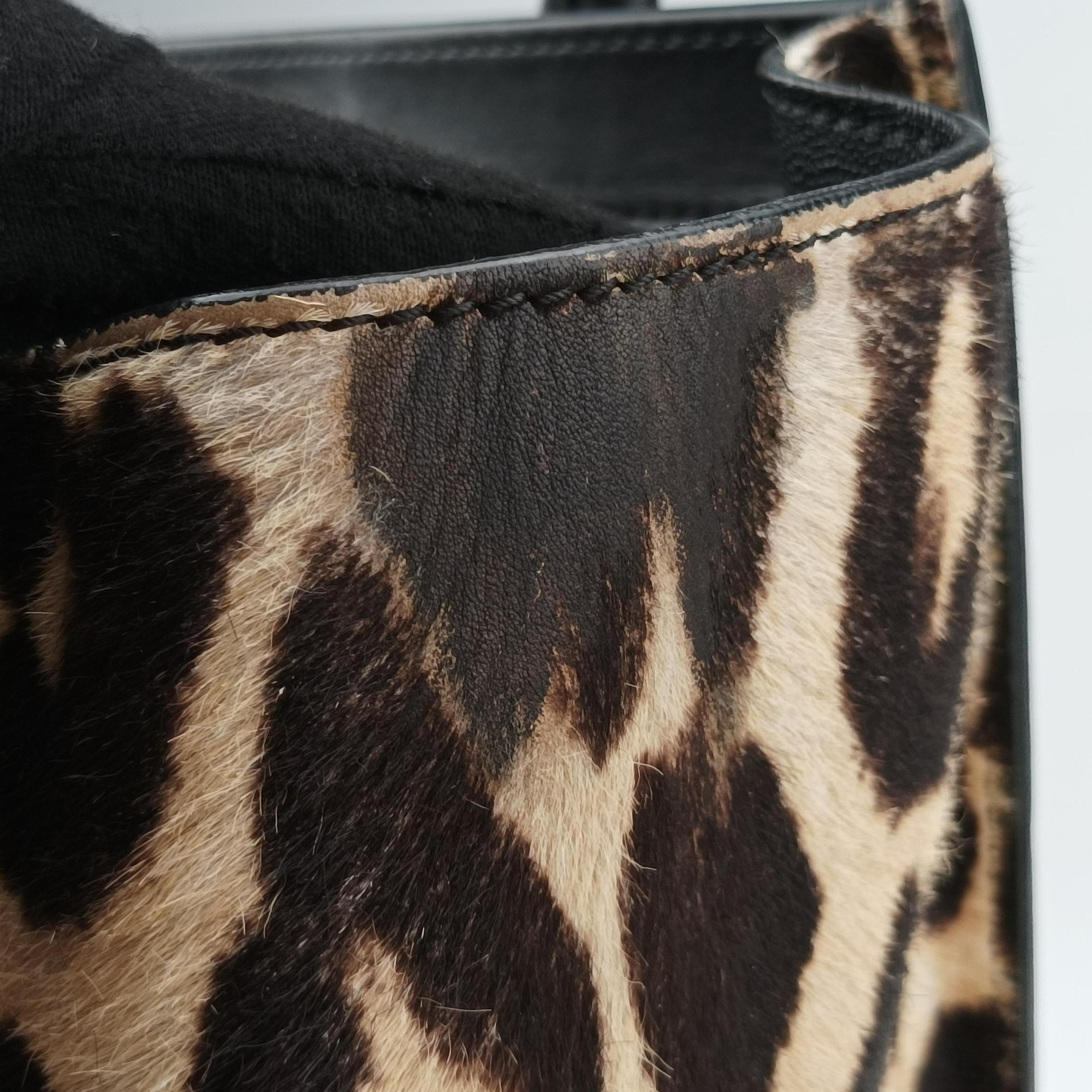 Secondhand Celine Luggage Mini Shopper Black×Beige×multicolor ponyhair×Leather  handbag | stylenewstar