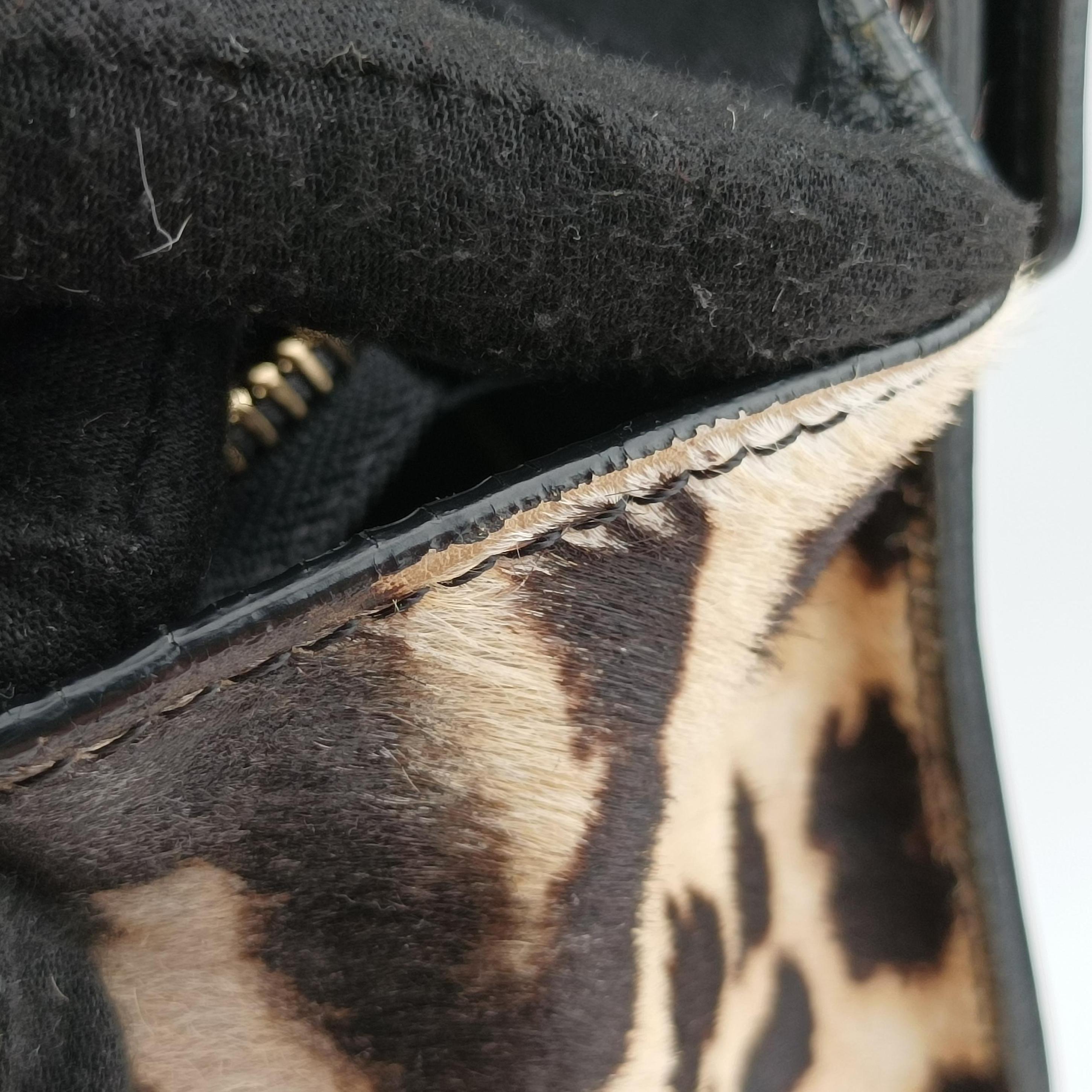 Secondhand Celine Luggage Mini Shopper Black×Beige×multicolor ponyhair×Leather  handbag | stylenewstar