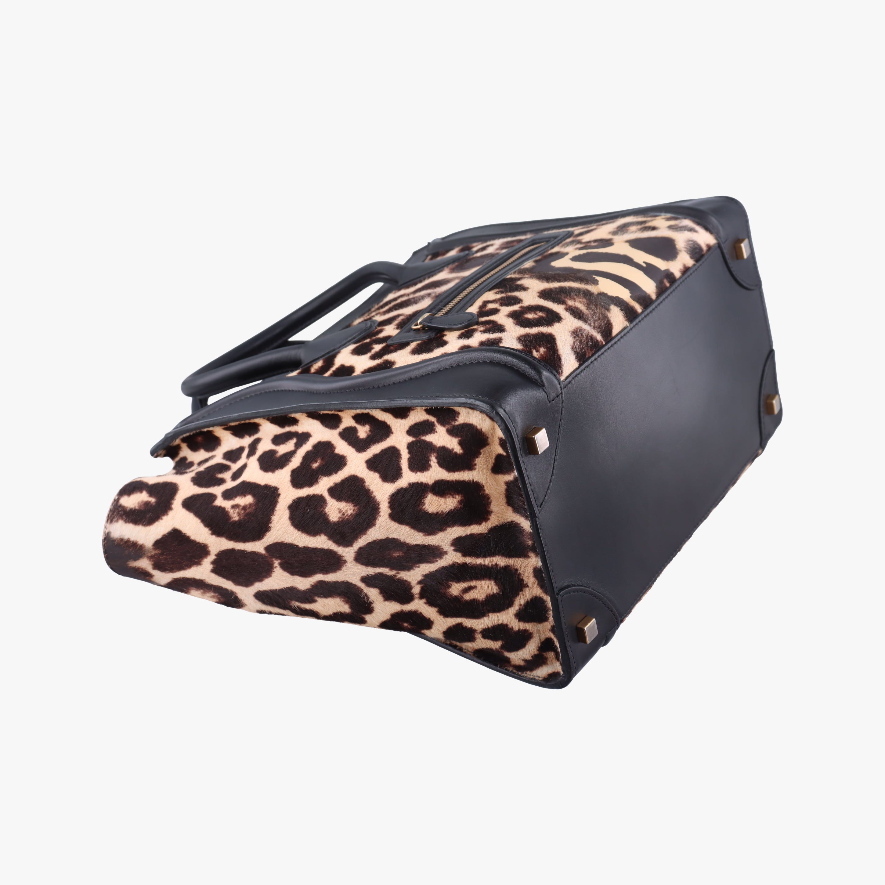 Secondhand Celine Luggage Mini Shopper Black×Beige×multicolor ponyhair×Leather  handbag | stylenewstar