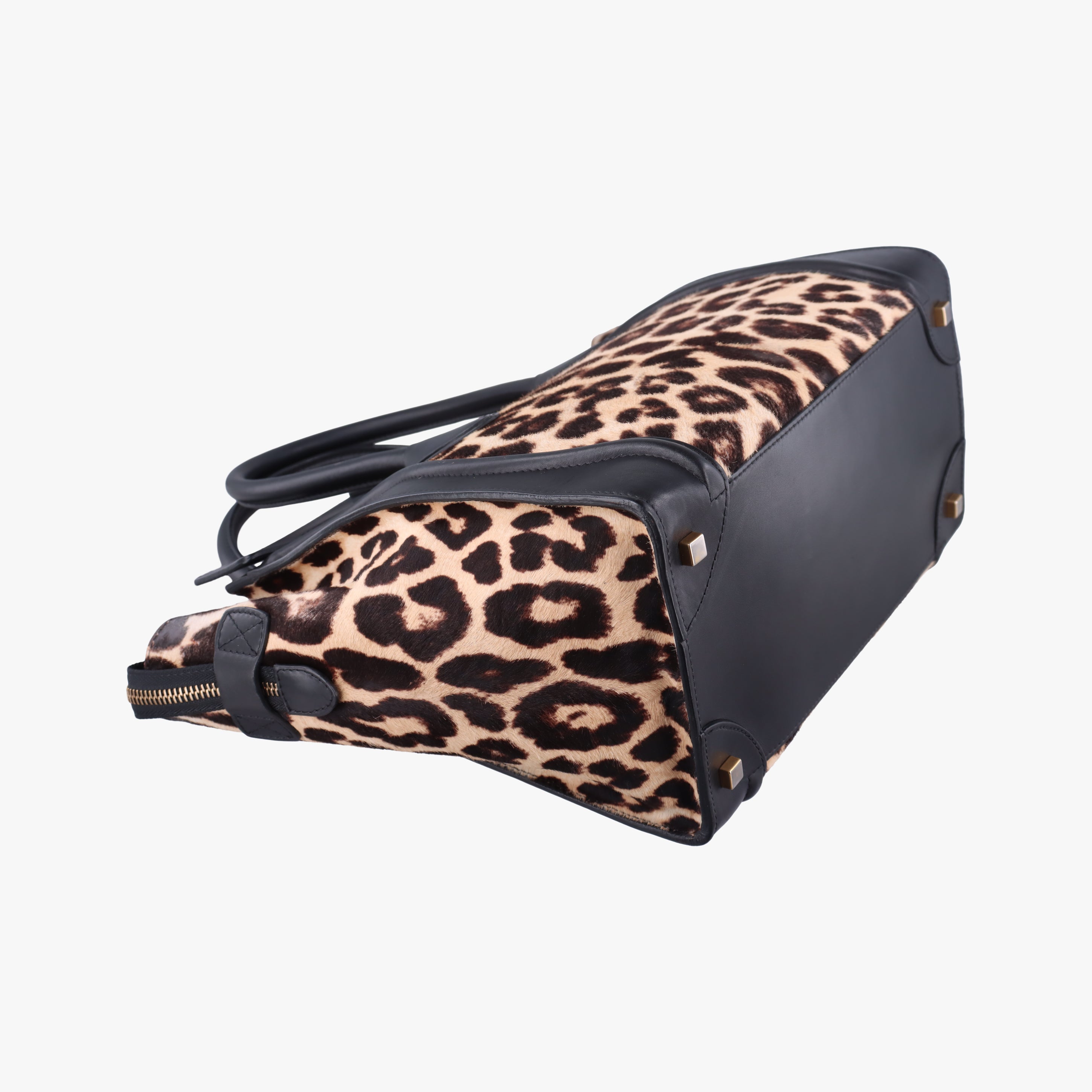 Secondhand Celine Luggage Mini Shopper Black×Beige×multicolor ponyhair×Leather  handbag | stylenewstar
