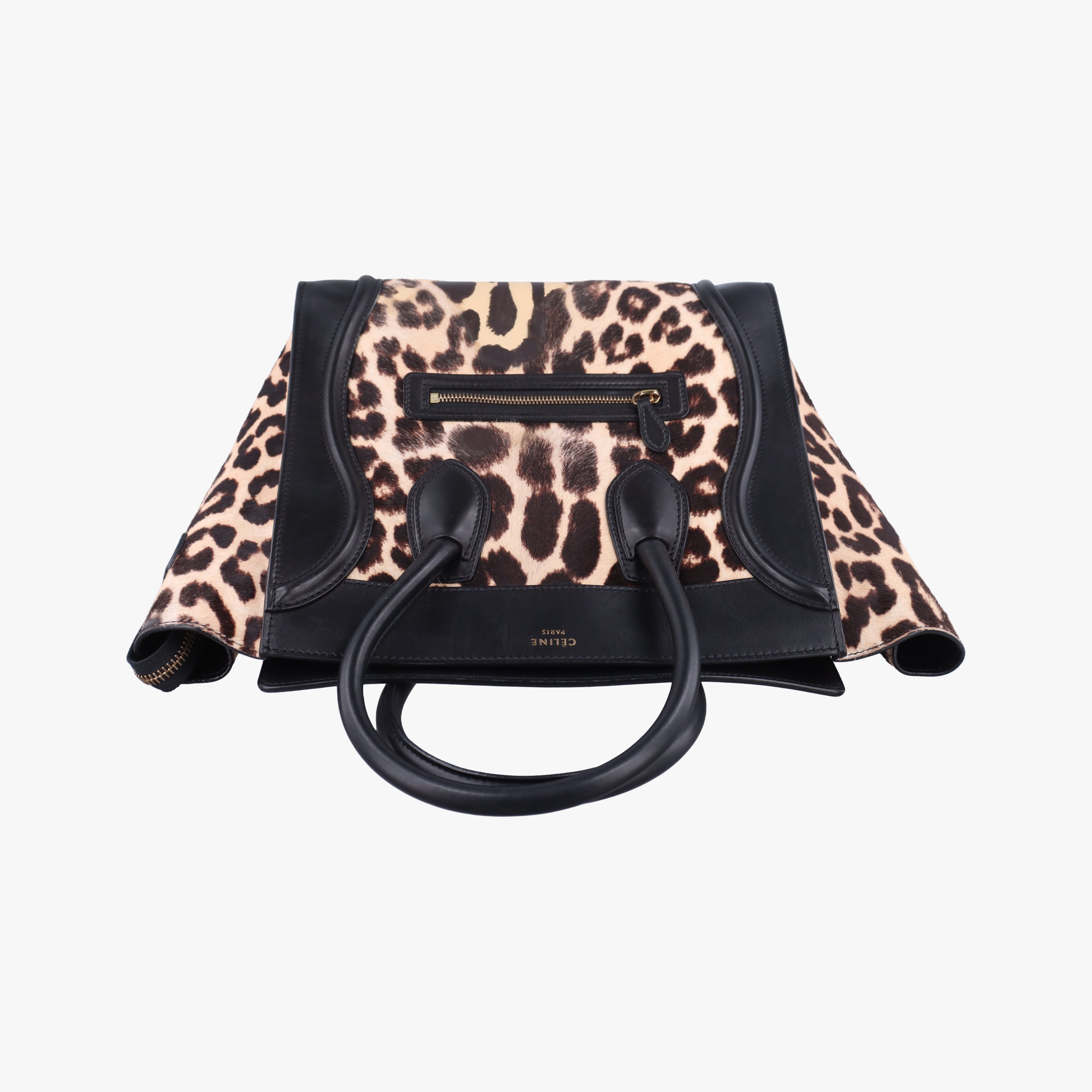 Secondhand Celine Luggage Mini Shopper Black×Beige×multicolor ponyhair×Leather  handbag | stylenewstar