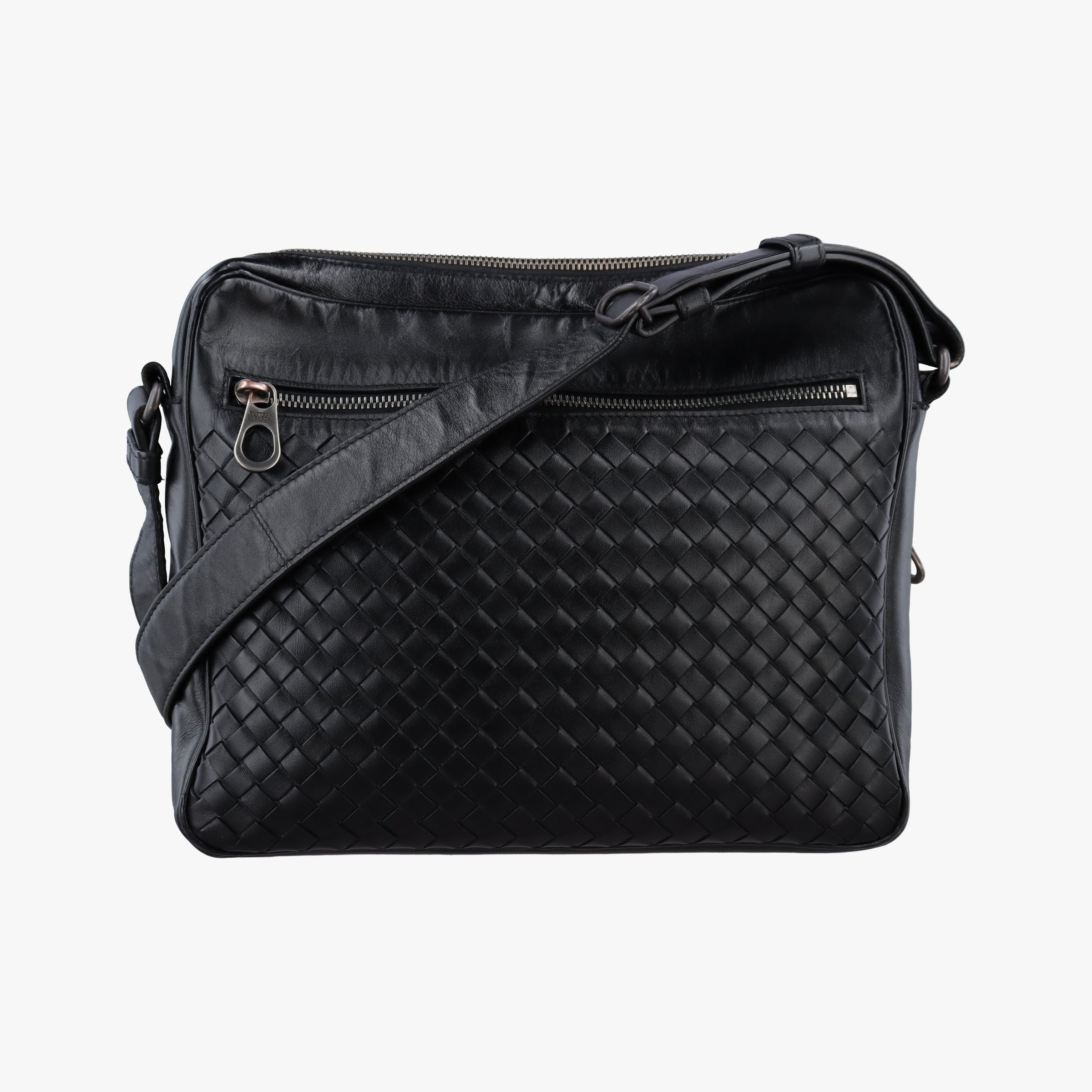 Pre-owned Bottega Veneta Intrecciato Black lambskin  shoulderbag | stylenewstar