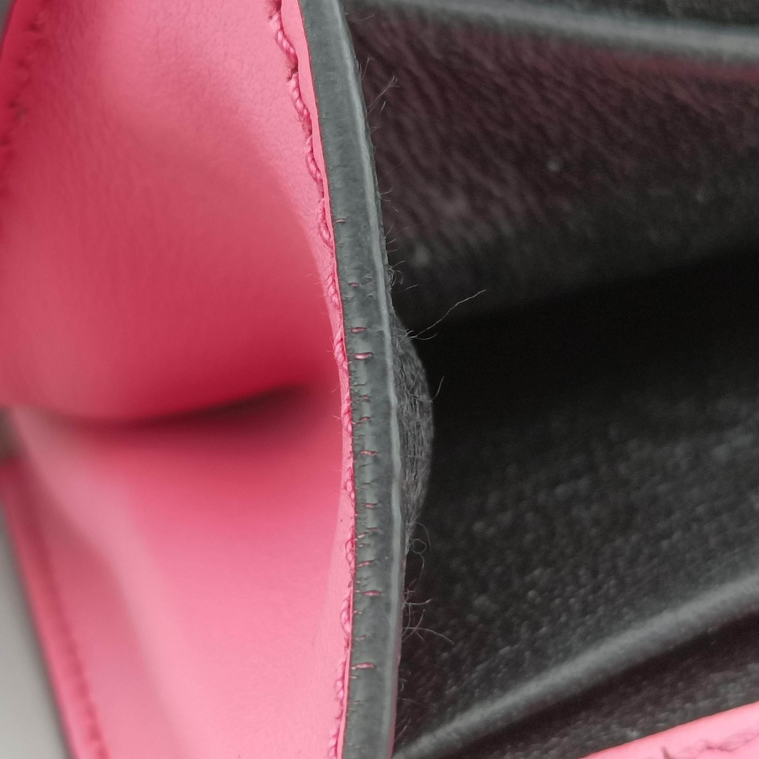 Pre-owned Prada Cahier pink×Black Leather 1BH018 shoulderbag | stylenewstar