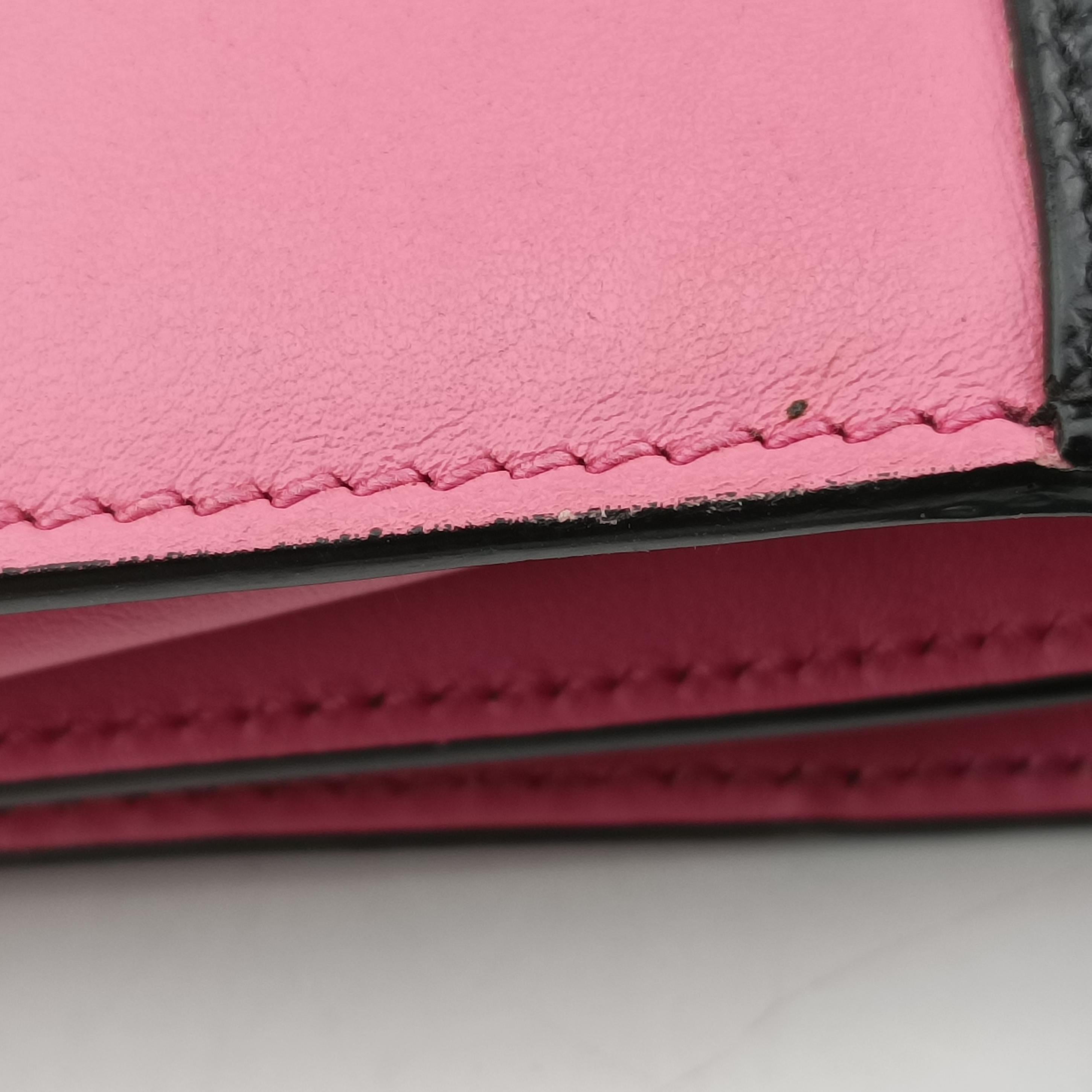 Pre-owned Prada Cahier pink×Black Leather 1BH018 shoulderbag | stylenewstar