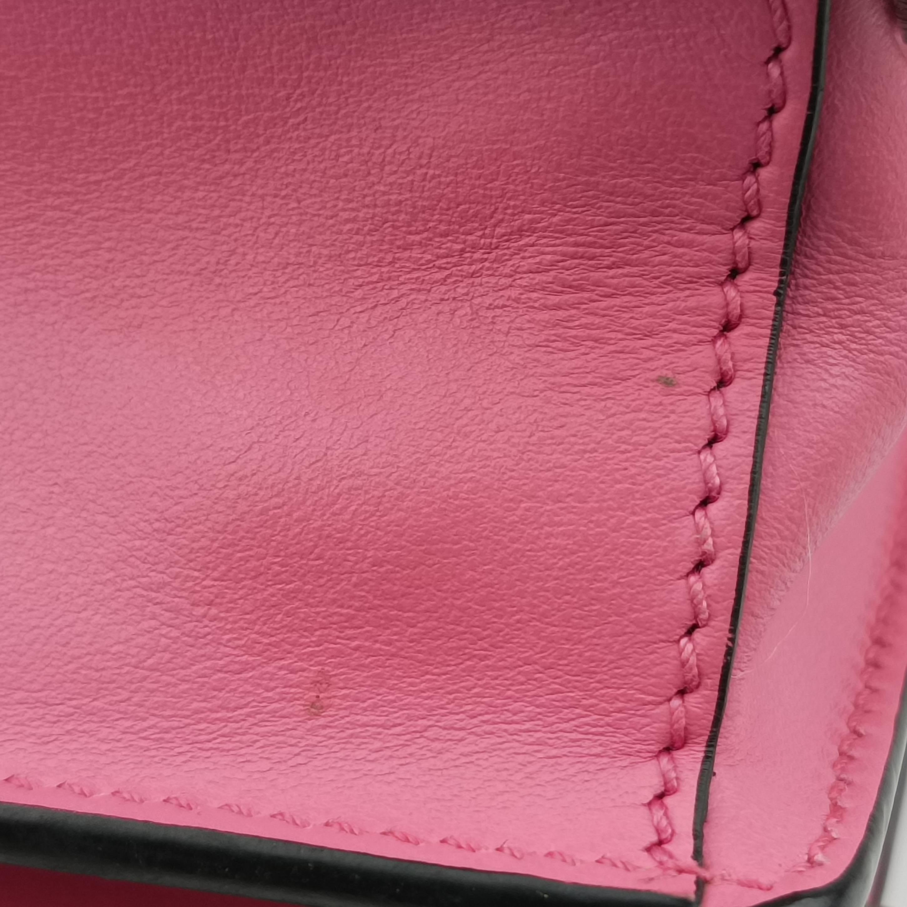 Pre-owned Prada Cahier pink×Black Leather 1BH018 shoulderbag | stylenewstar