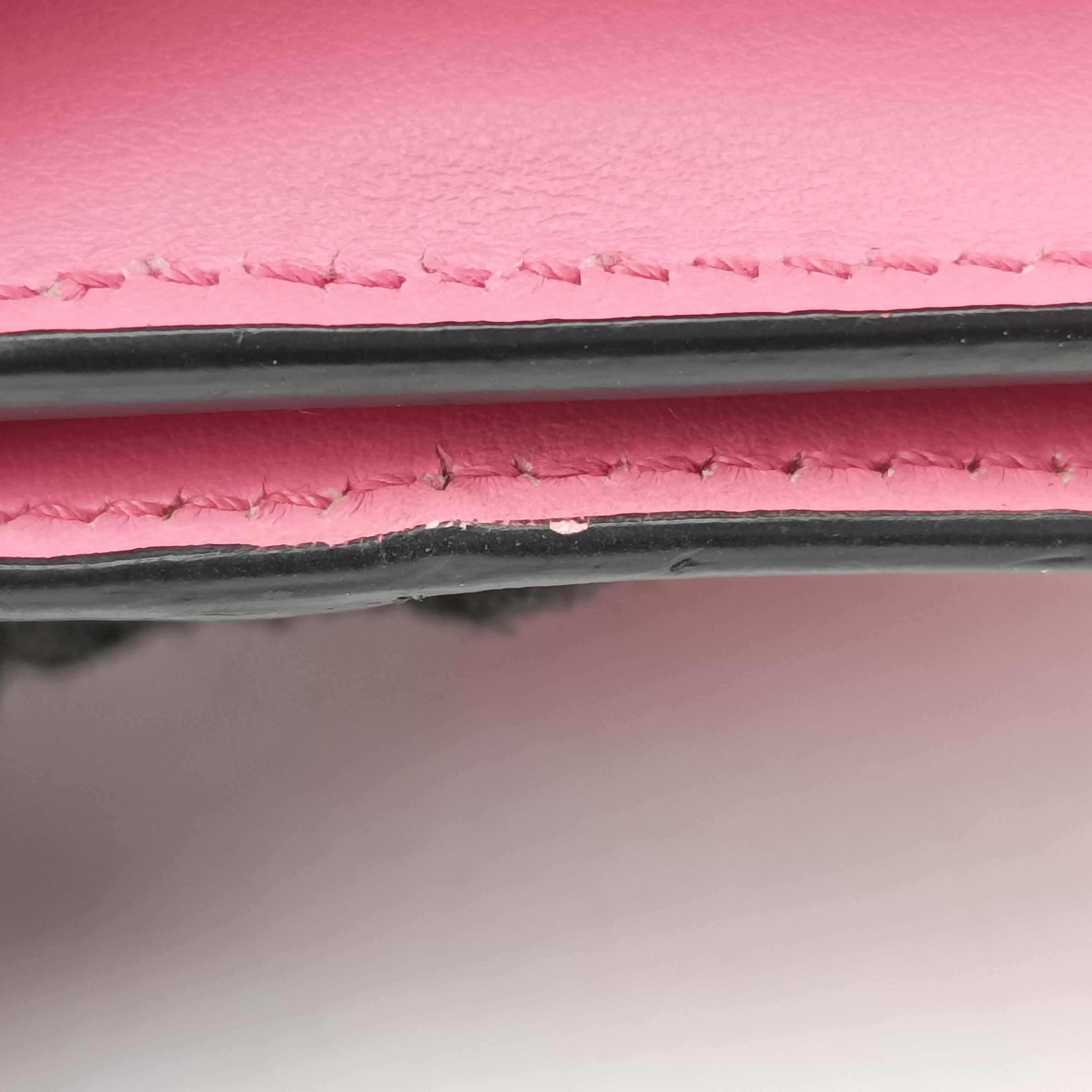 Pre-owned Prada Cahier pink×Black Leather 1BH018 shoulderbag | stylenewstar