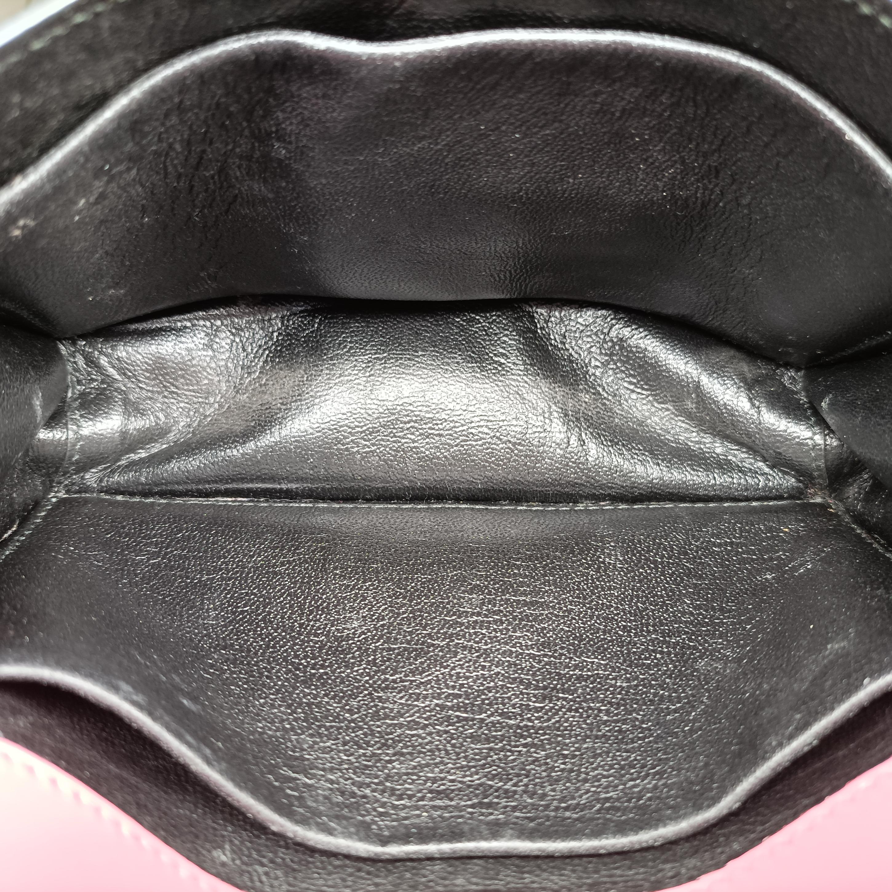 Pre-owned Prada Cahier pink×Black Leather 1BH018 shoulderbag | stylenewstar