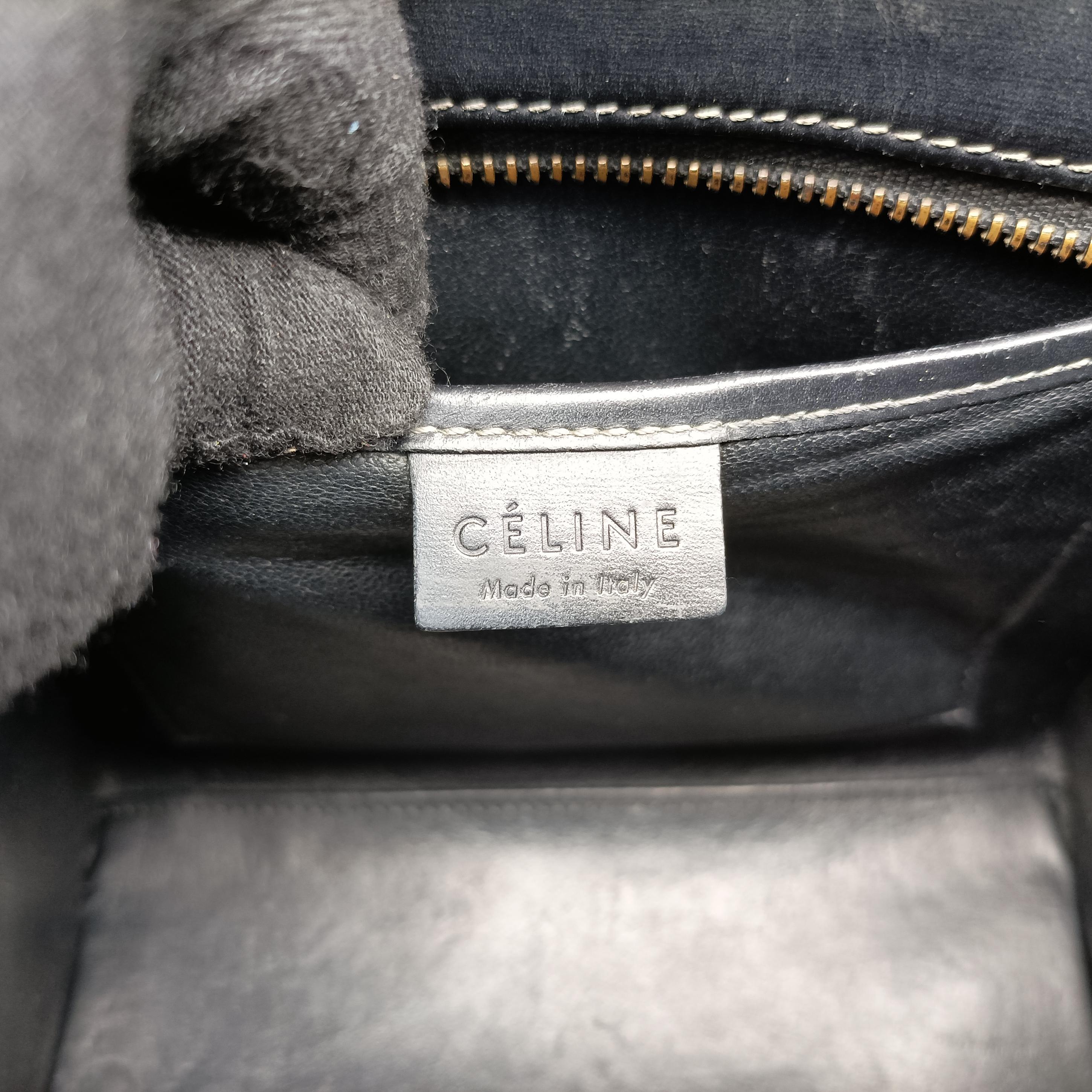 Pre-owned Celine luggage nano shopper Black×beige leather  shoulderbag | stylenewstar