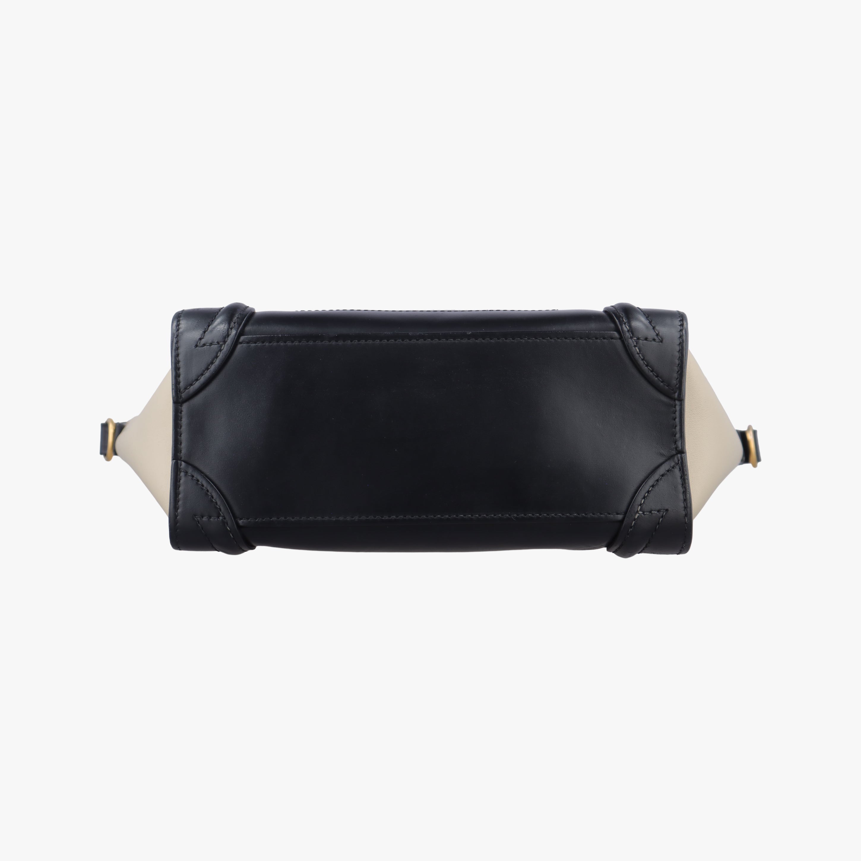 Pre-owned Celine luggage nano shopper Black×beige leather  shoulderbag | stylenewstar