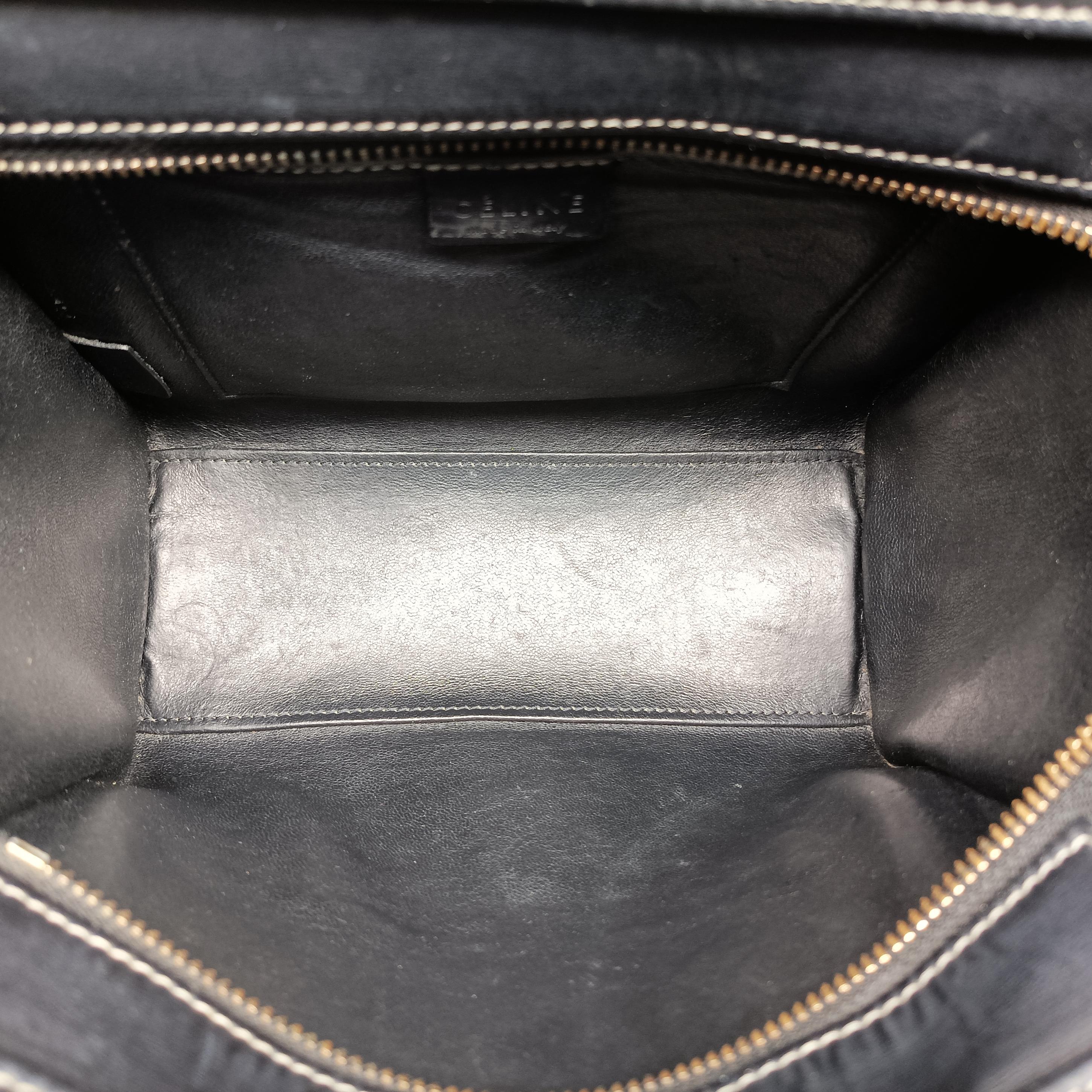 Pre-owned Celine luggage nano shopper Black×beige leather  shoulderbag | stylenewstar