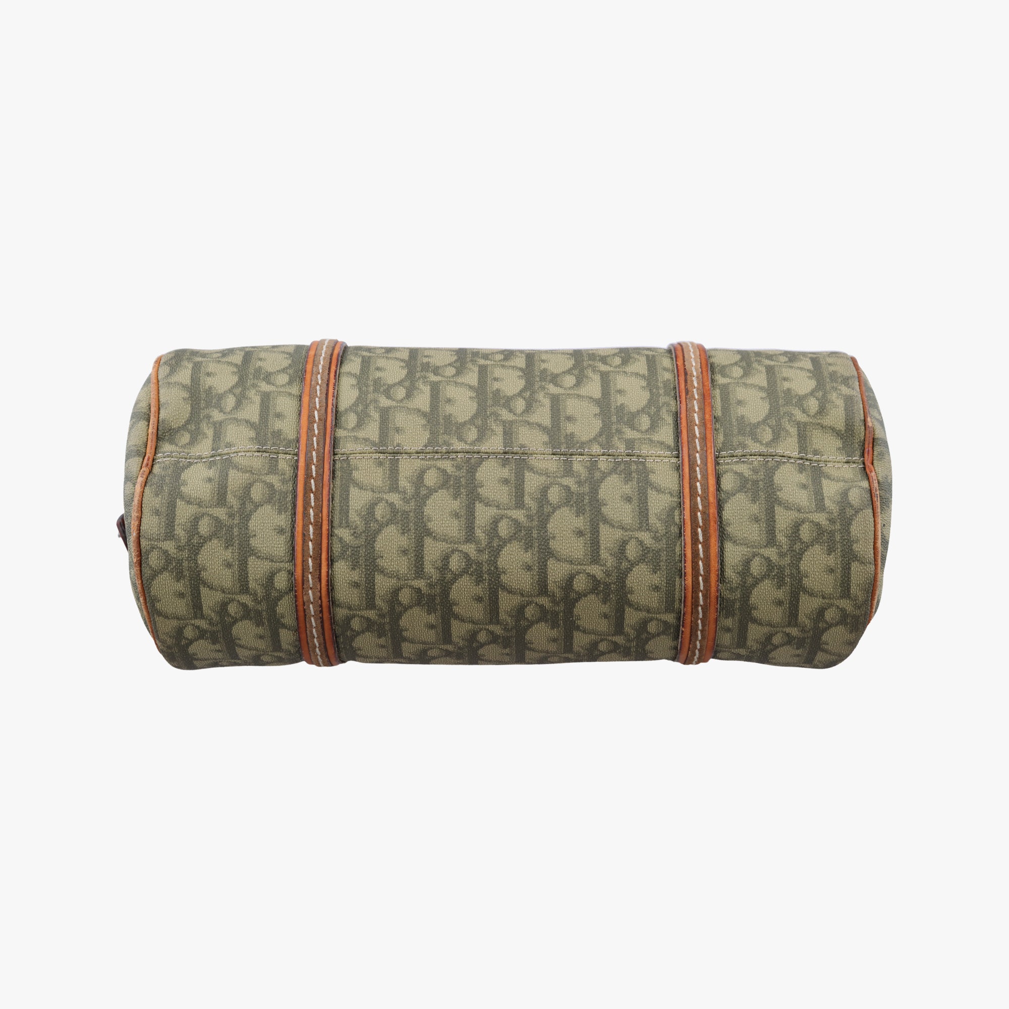 Pre-owned Christian Dior Romantique trotter Heart Barrel Green×Brown PVC coated canvas  handbag | stylenewstar