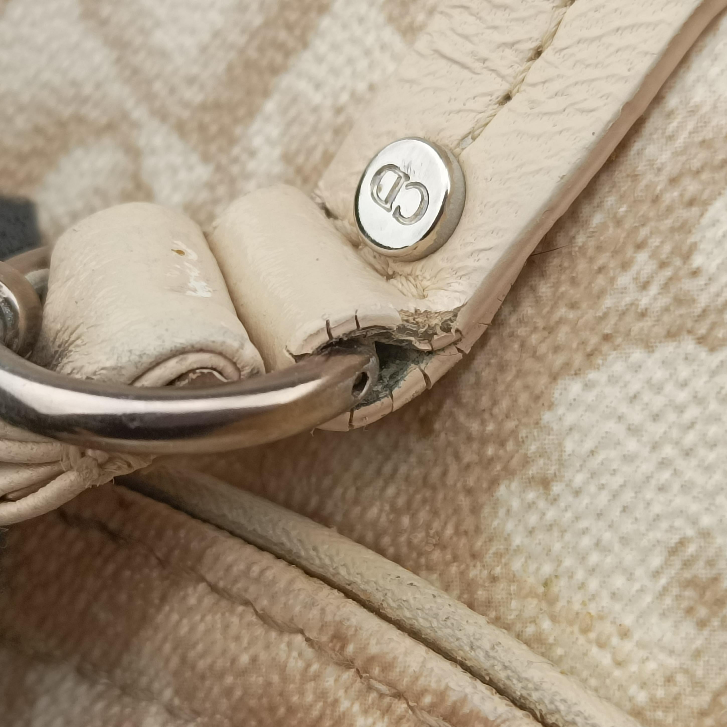 Pre-owned Christian Dior Romantique Trotter Beigex White PVC coated canvas  handbag | stylenewstar