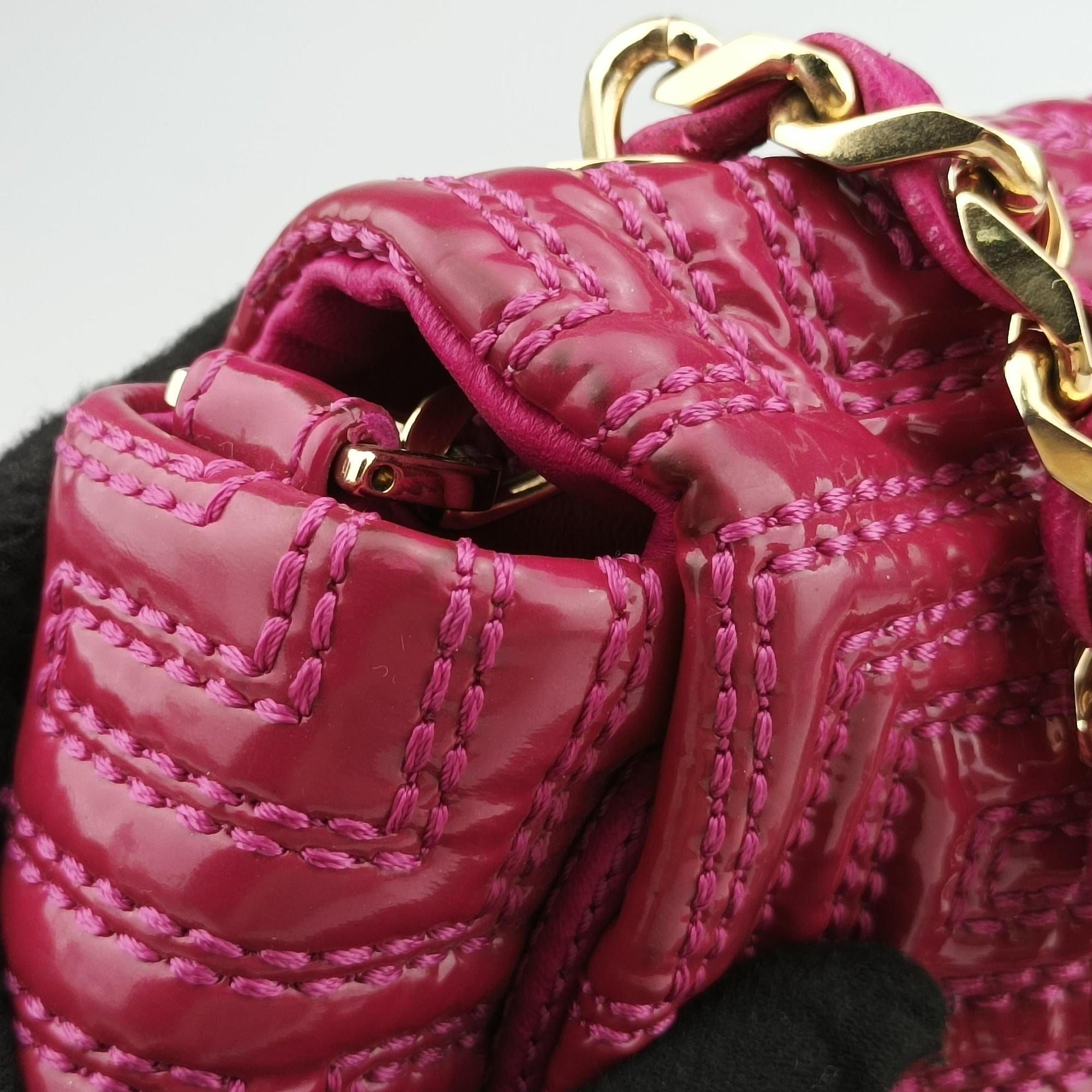 Pre-owned VERSACE Gianni Greca couture Rose Patent  shoulderbag | stylenewstar