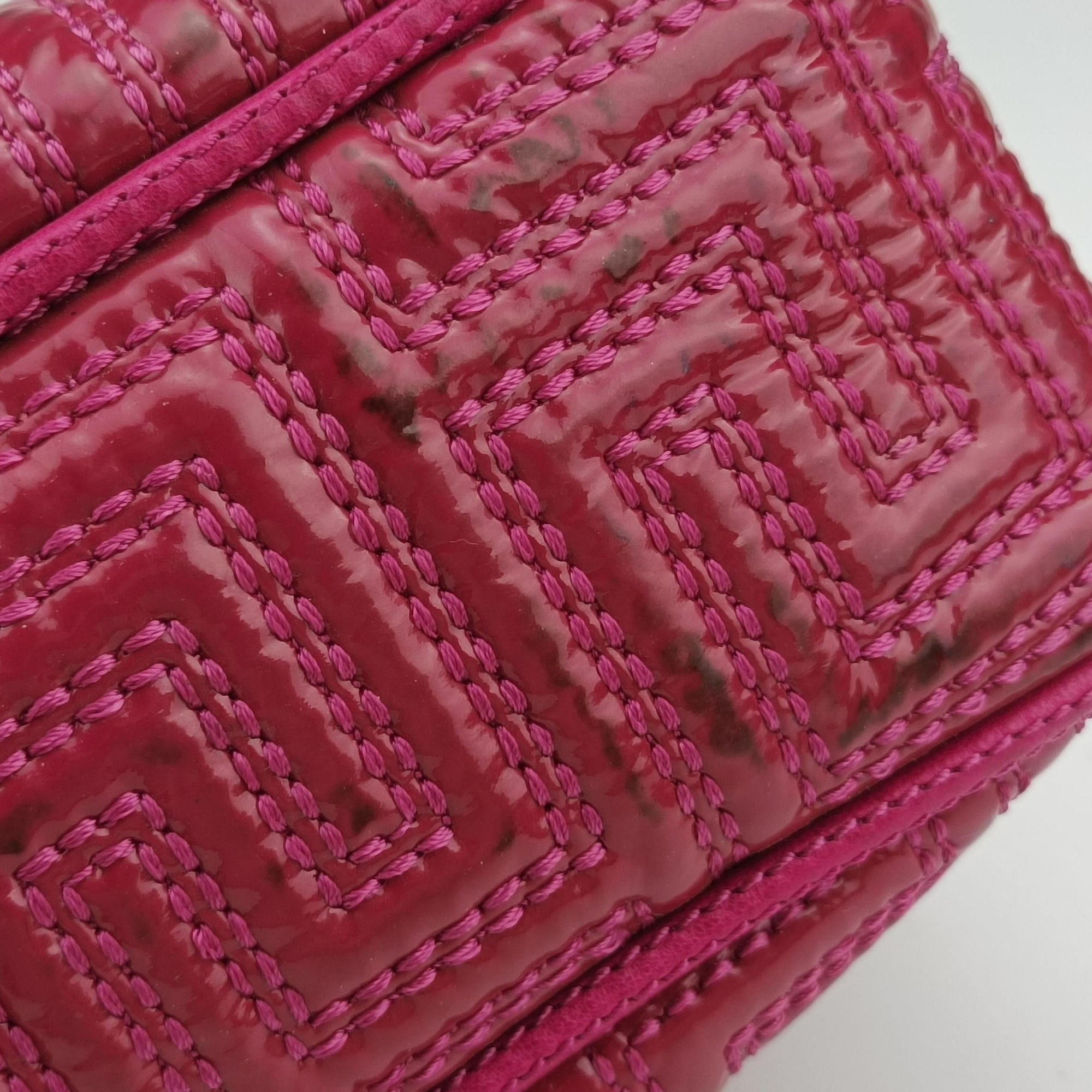Pre-owned VERSACE Gianni Greca couture Rose Patent  shoulderbag | stylenewstar