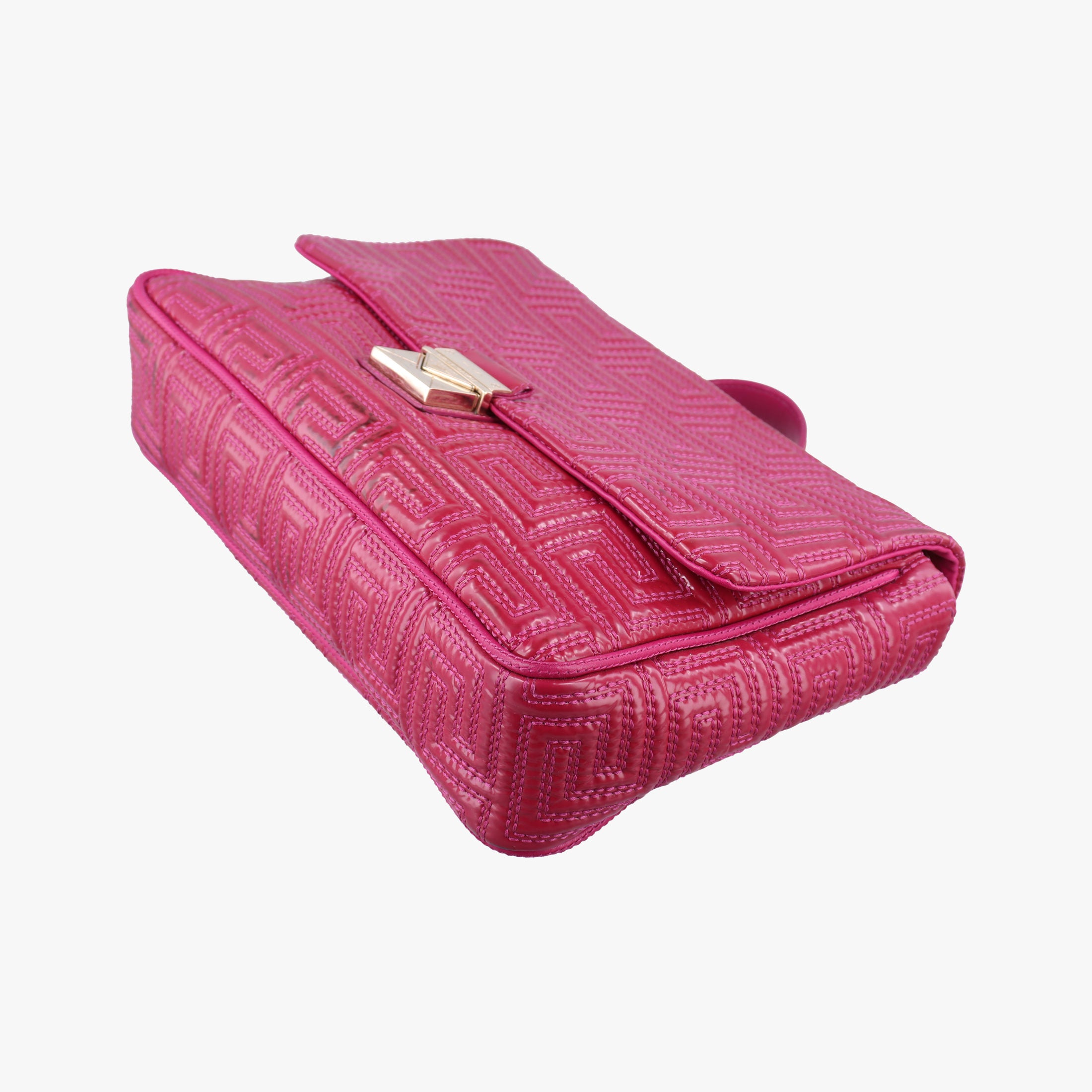 Pre-owned VERSACE Gianni Greca couture Rose Patent  shoulderbag | stylenewstar