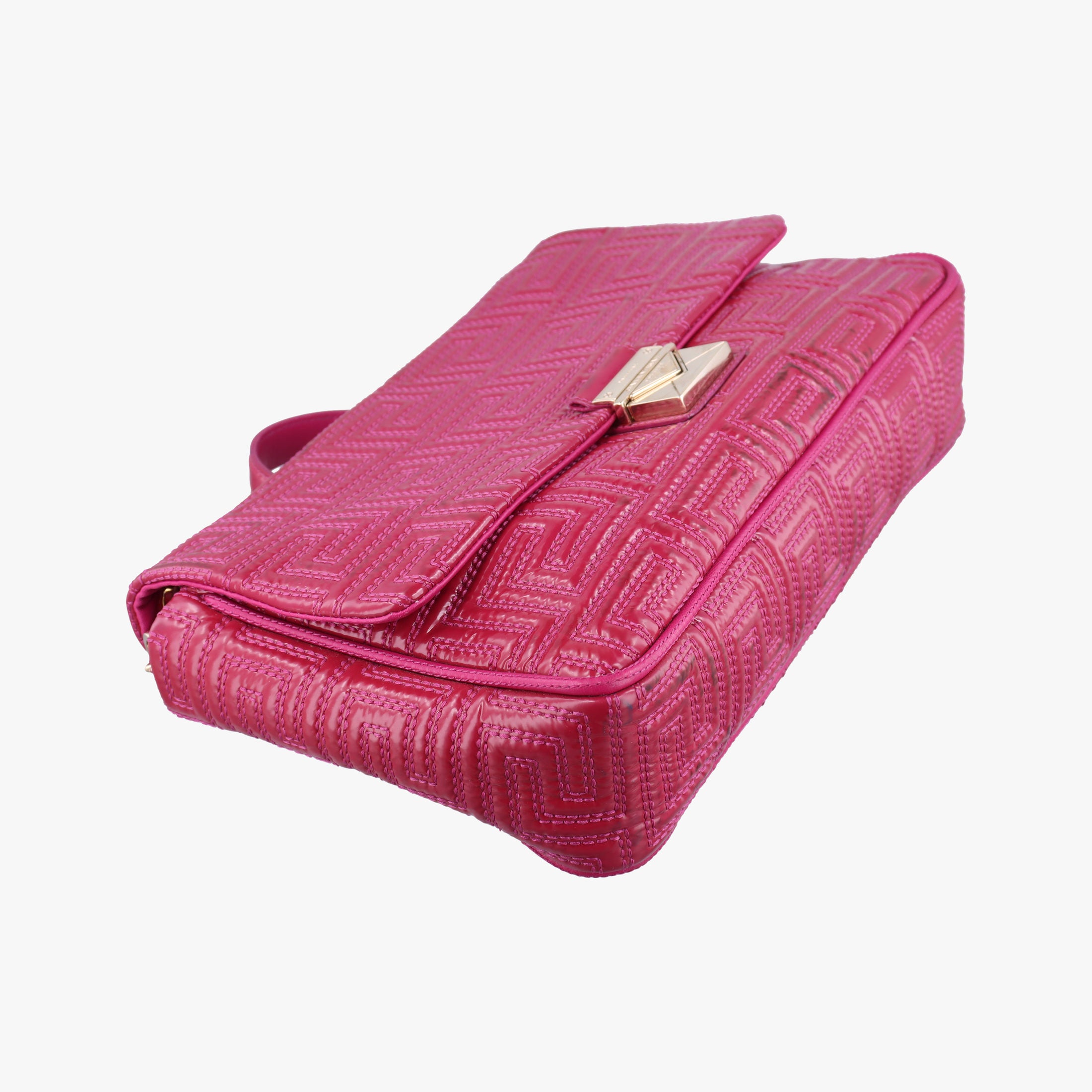 Pre-owned VERSACE Gianni Greca couture Rose Patent  shoulderbag | stylenewstar