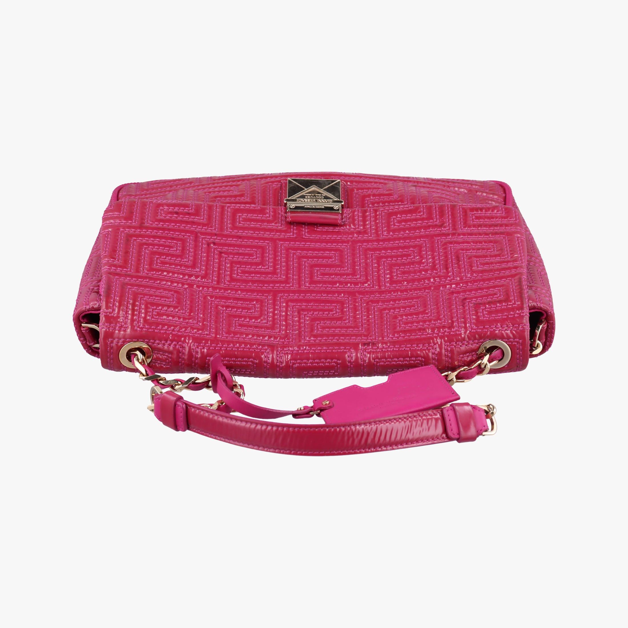 Pre-owned VERSACE Gianni Greca couture Rose Patent  shoulderbag | stylenewstar