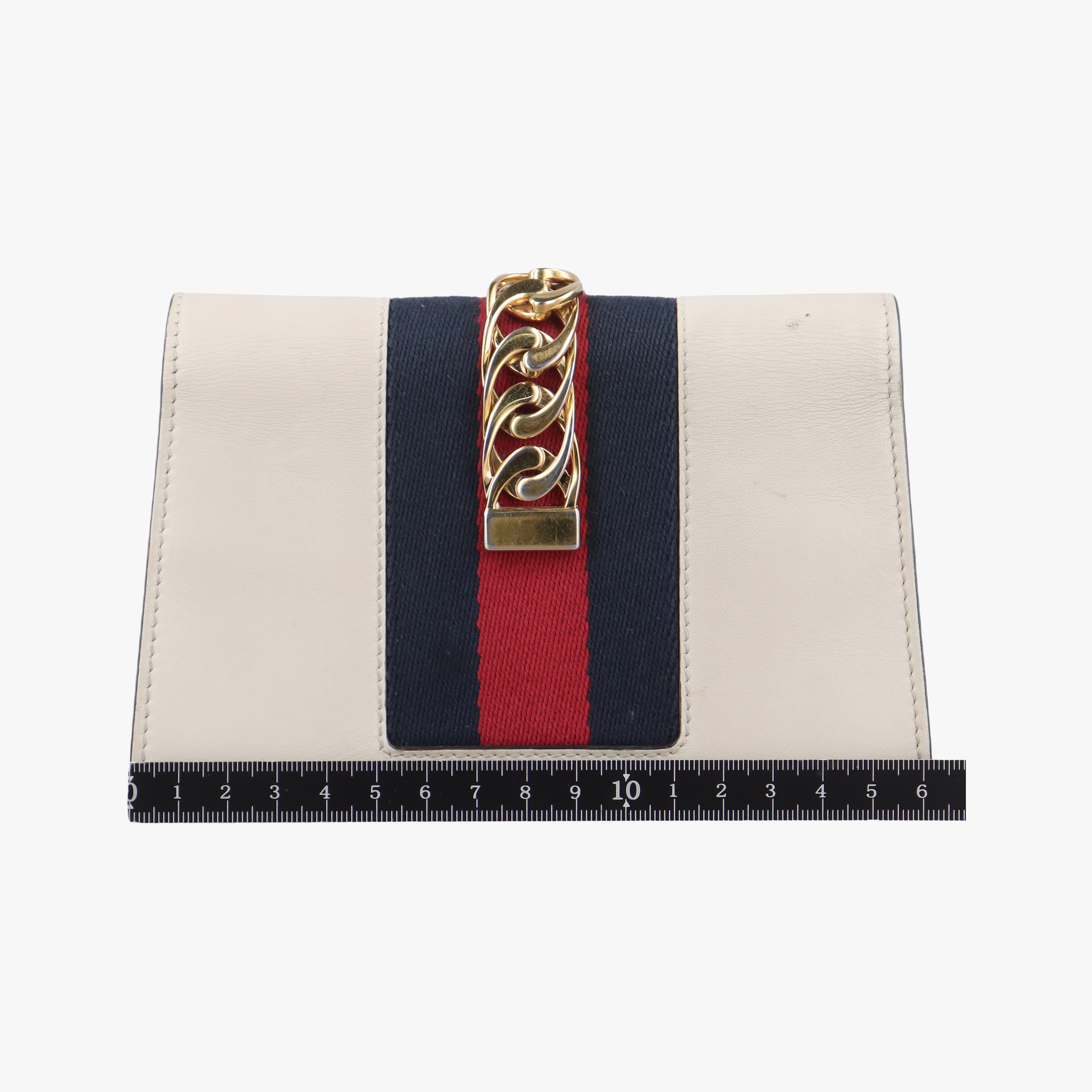 Pre-owned Gucci Sylvie Ivory×Navy×Red Leather 494646 shoulderbag | stylenewstar